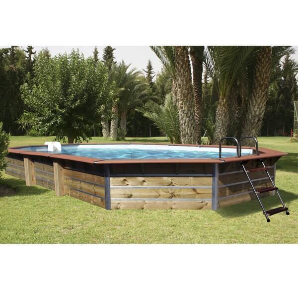 Piscine, bois Siayan WATERCLIP, octogonal x L.7.3 x l.4.3 x H.1.29 m - 2