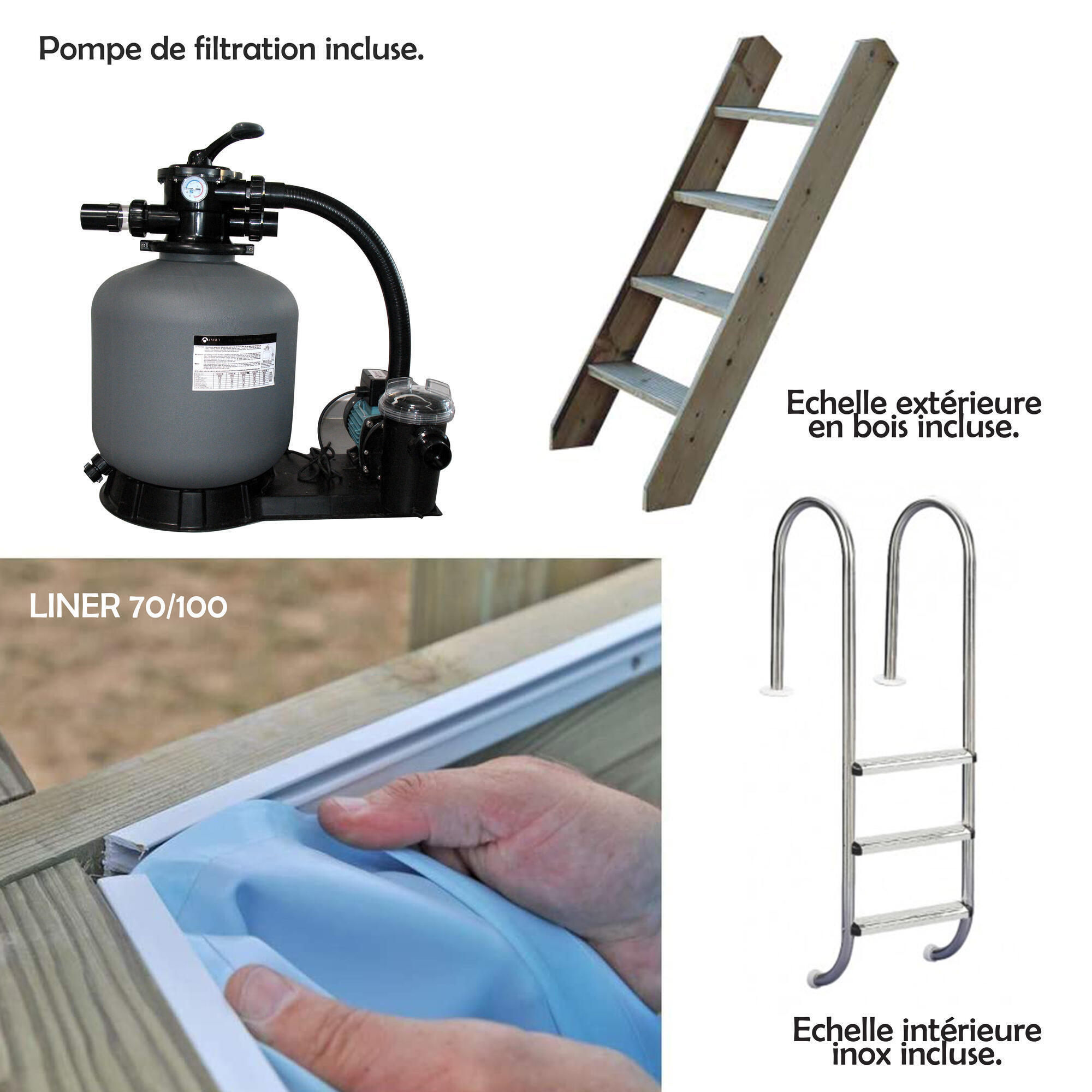 Piscine, bois Siayan WATERCLIP, octogonal x L.7.3 x l.4.3 x H.1.29 m - 12