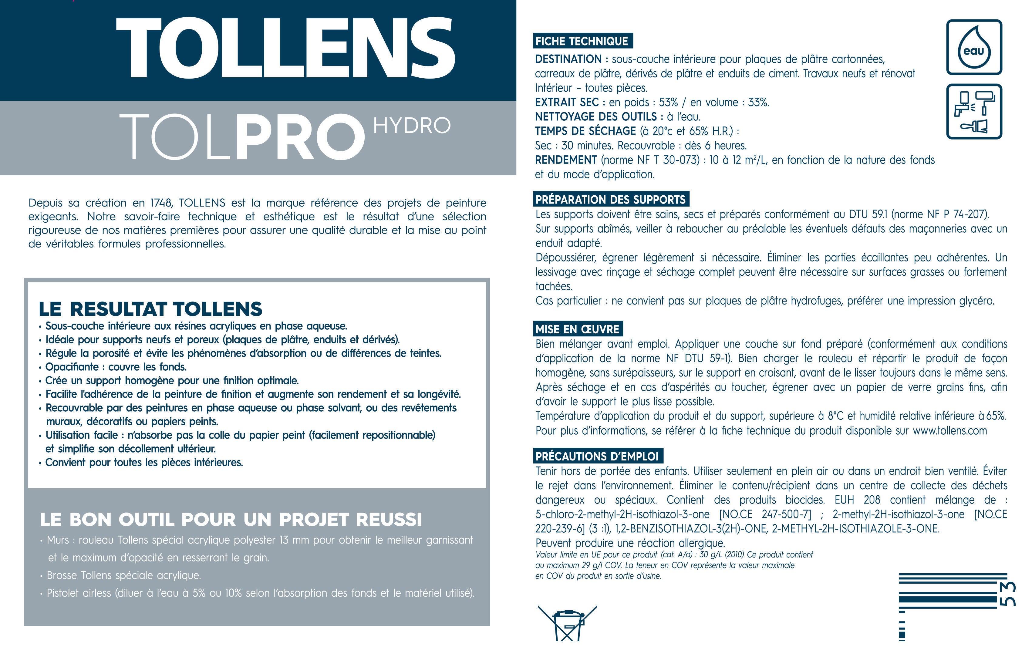 Sous-couche Tolpro hydro TOLLENS 10L - 3