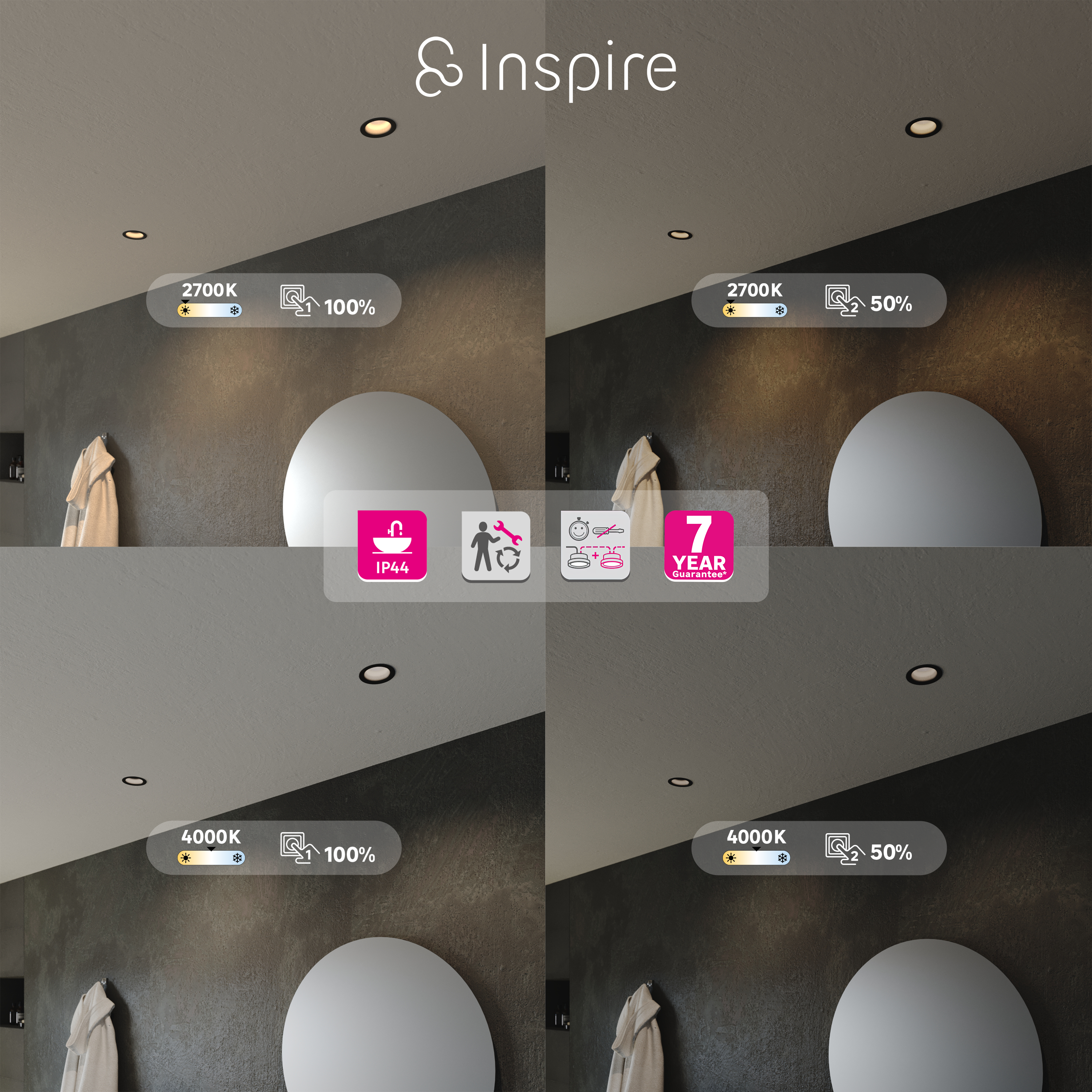 Kit 1 spot à encastrer fixe Edolo led, blanc chaud / neutre, D8,5 INSPIRE blanc - 10