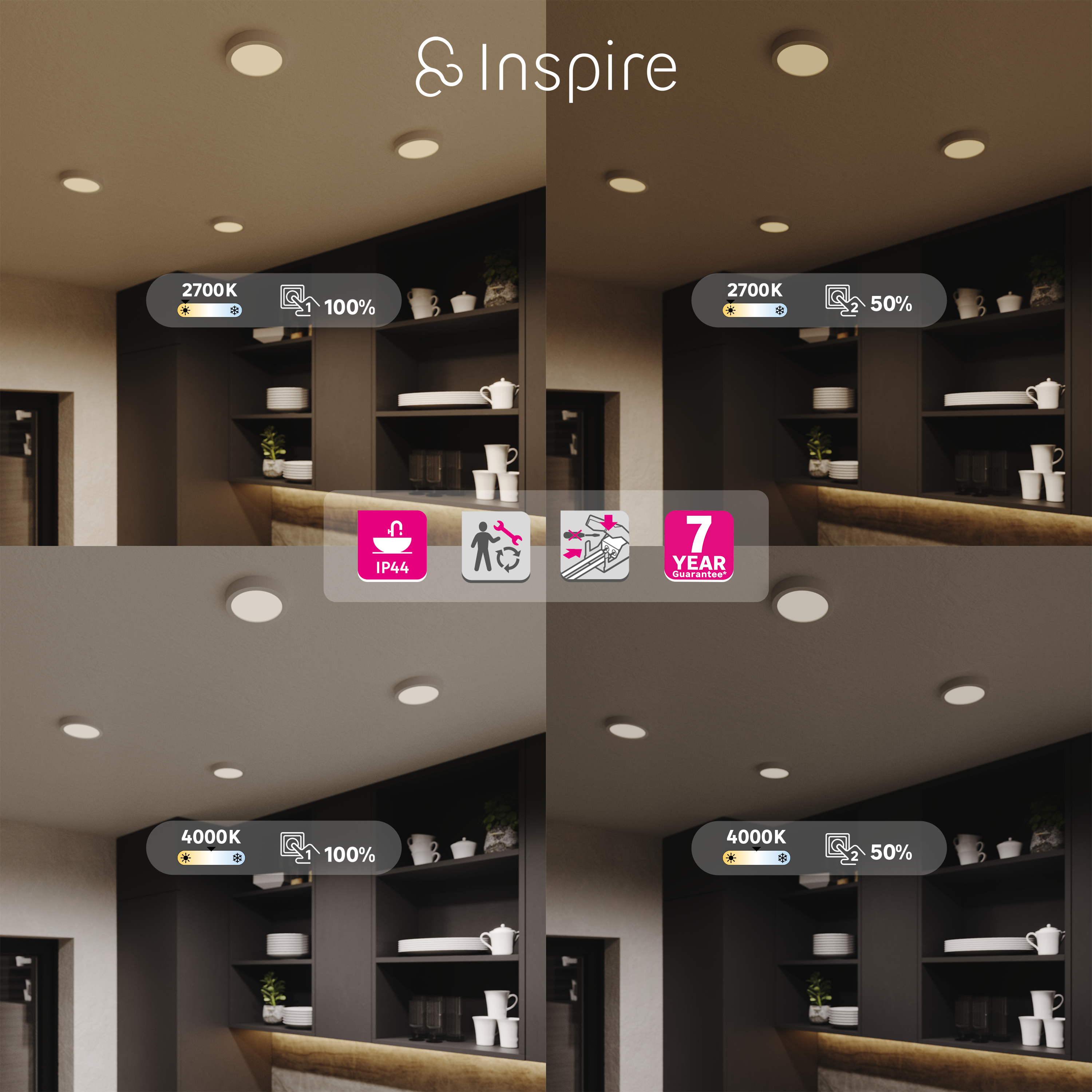 Oprawa LED Sanoa biała 30 cm IP44 Inspire - 9