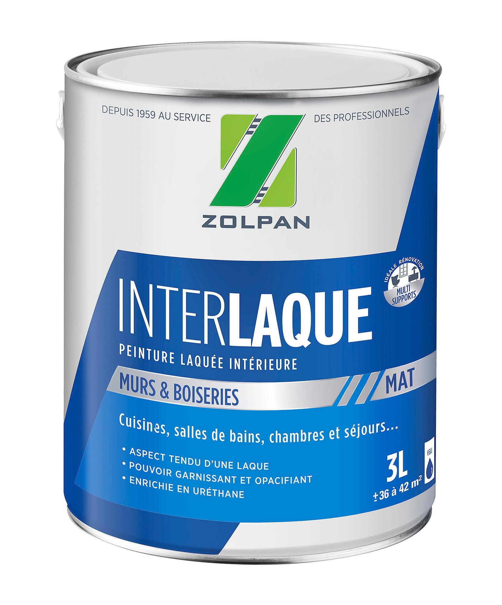 Peinture mur blanc mat ZOLPAN Inter laque 3L Leroy Merlin