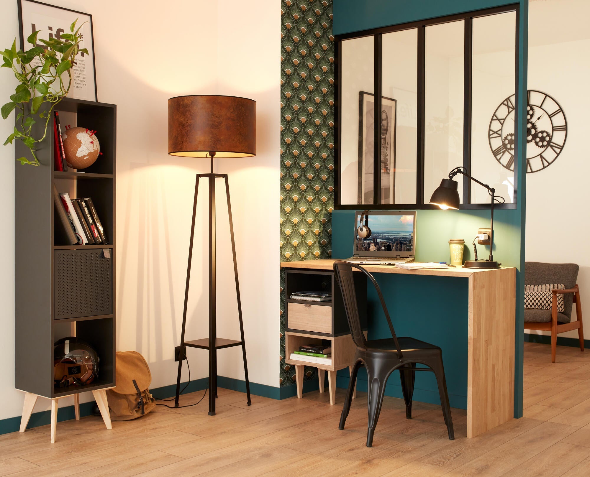 Papier peint vinyle sur intissé Palmettes art deco vert - 4