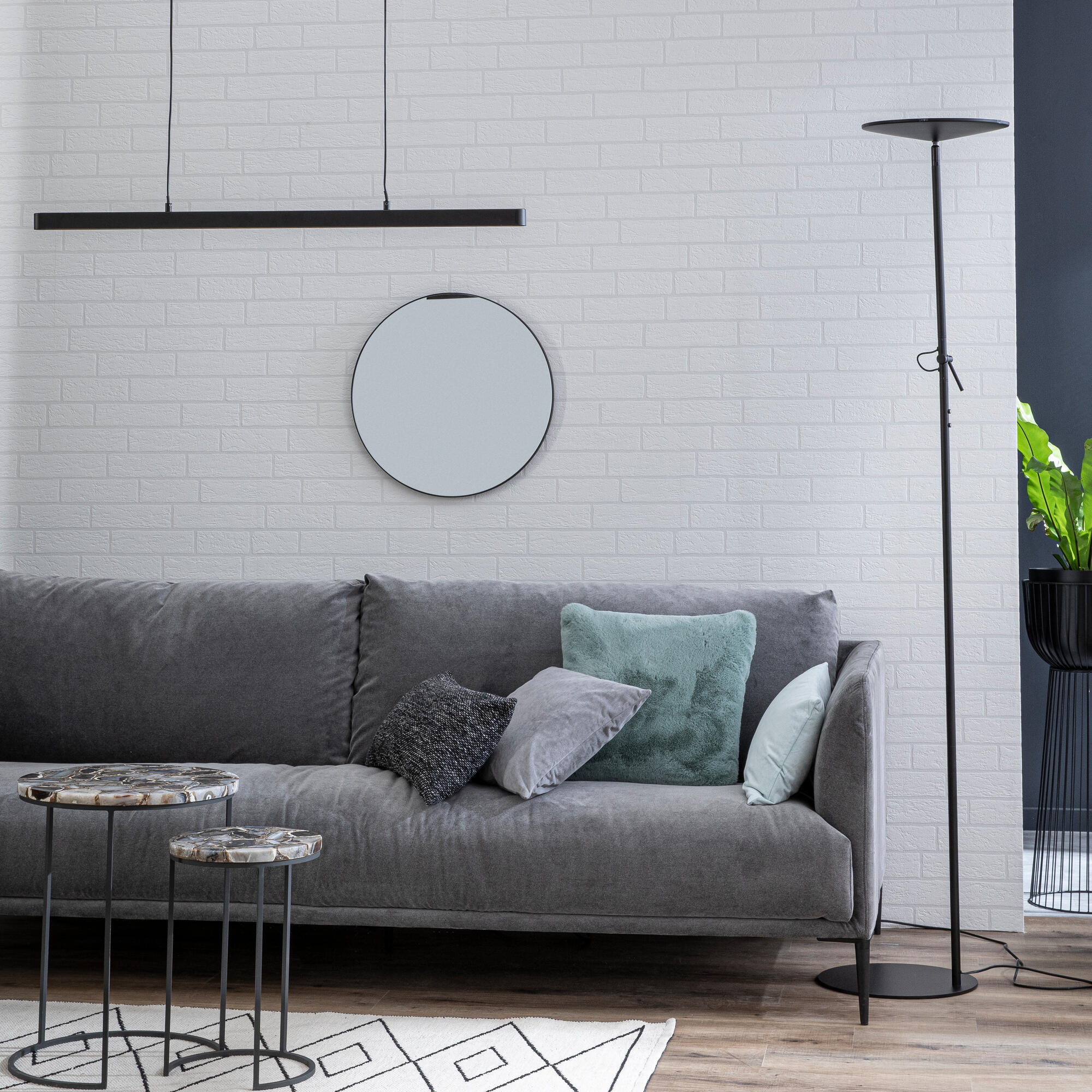 Candeeiro de teto suspenso INSPIRE LED FLUT 1800LM+1100LM LUZ AMARELA PRETO - 22