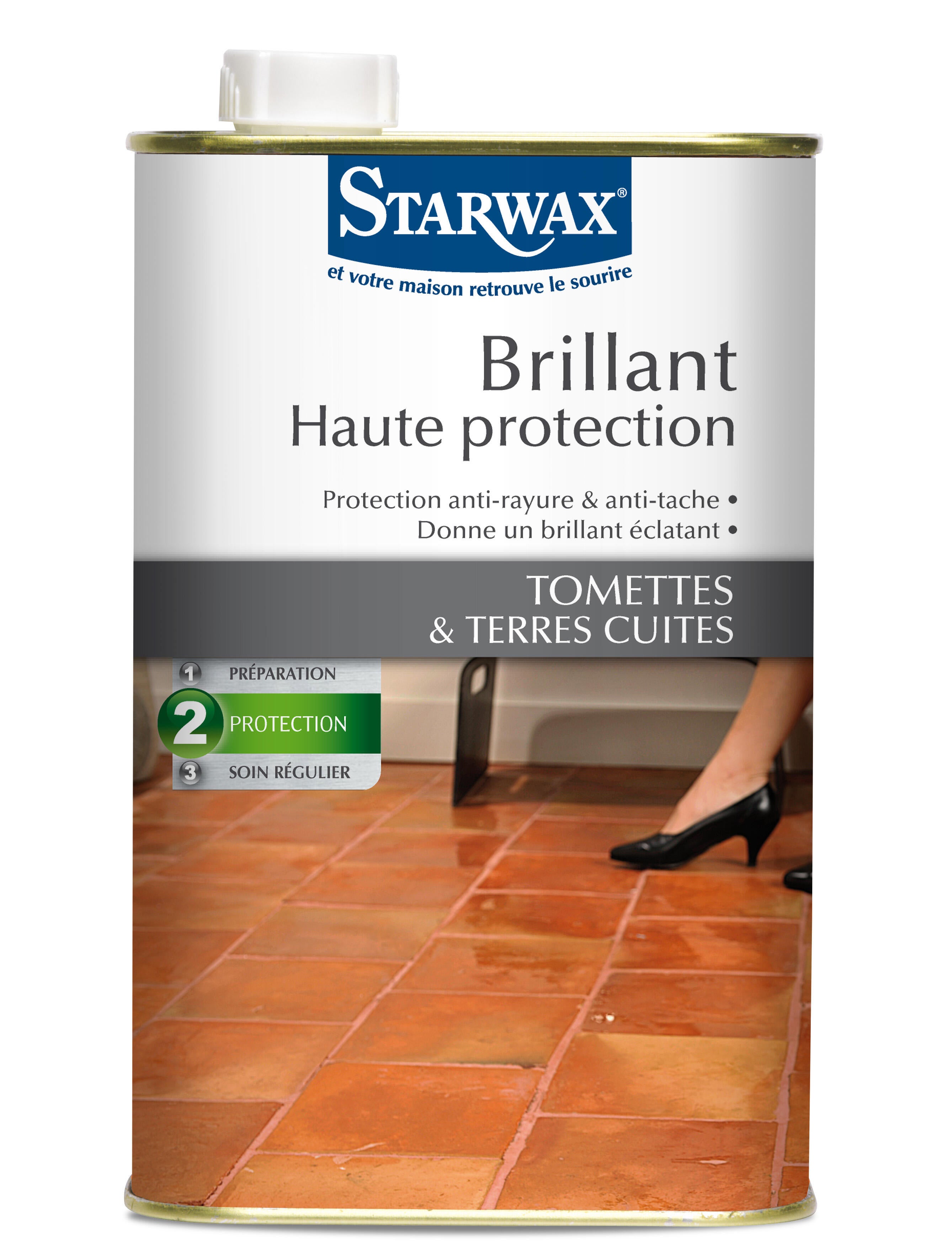 Rénovateur tomette terre cuite STARWAX Brillant longue durée, 1L, 1Kg - 2