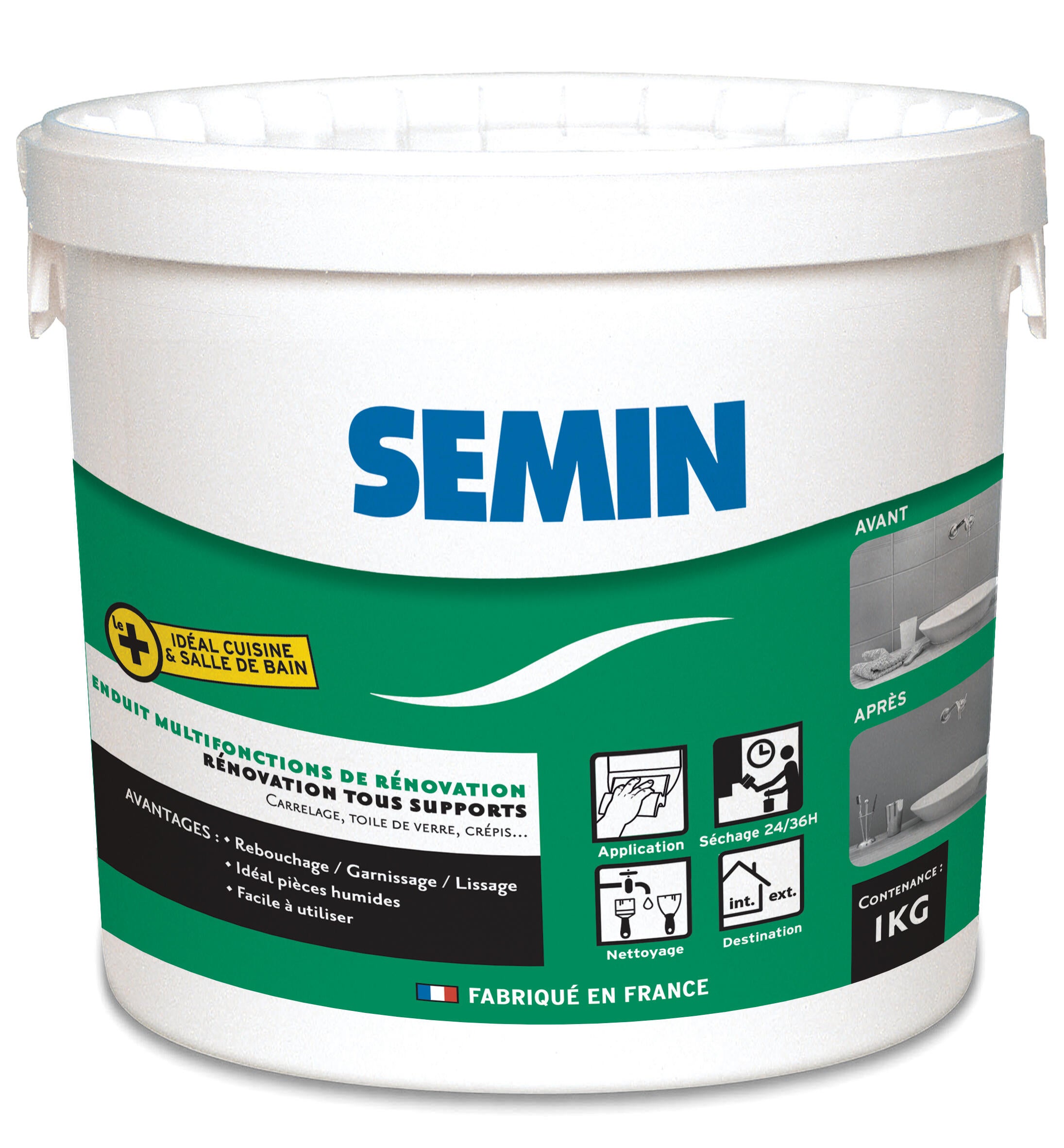 Enduit multifonction en pâte Pièces humides SEMIN blanc 1 kg Leroy Merlin — free download