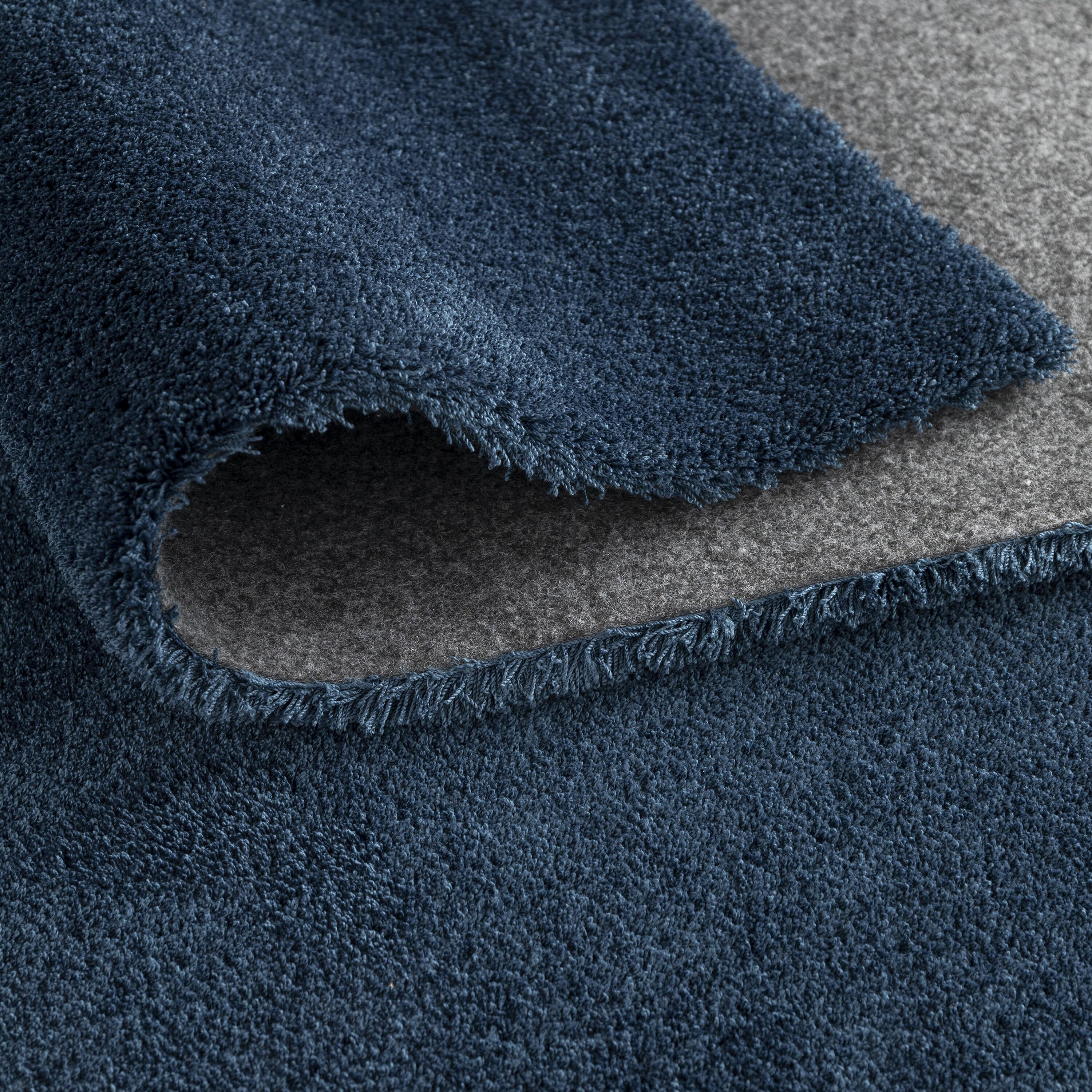 Alfombra  poliéster tejido plano INSPIRE Tony  azul  lavable en lavadora 80x150cm - 4