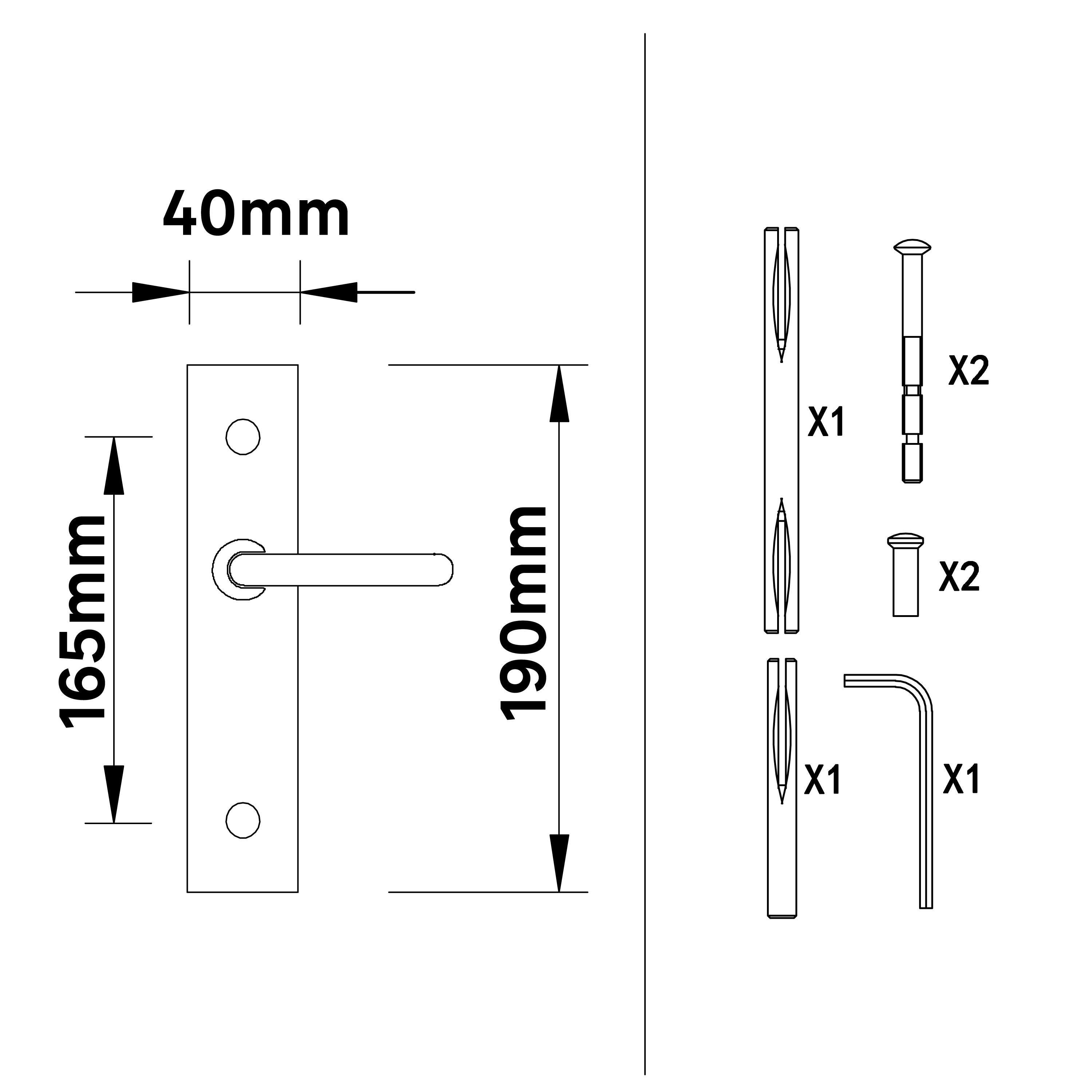2 poignées sur plaque à condamnation Louna alu nickel brillant, entraxe 165 mm - 7
