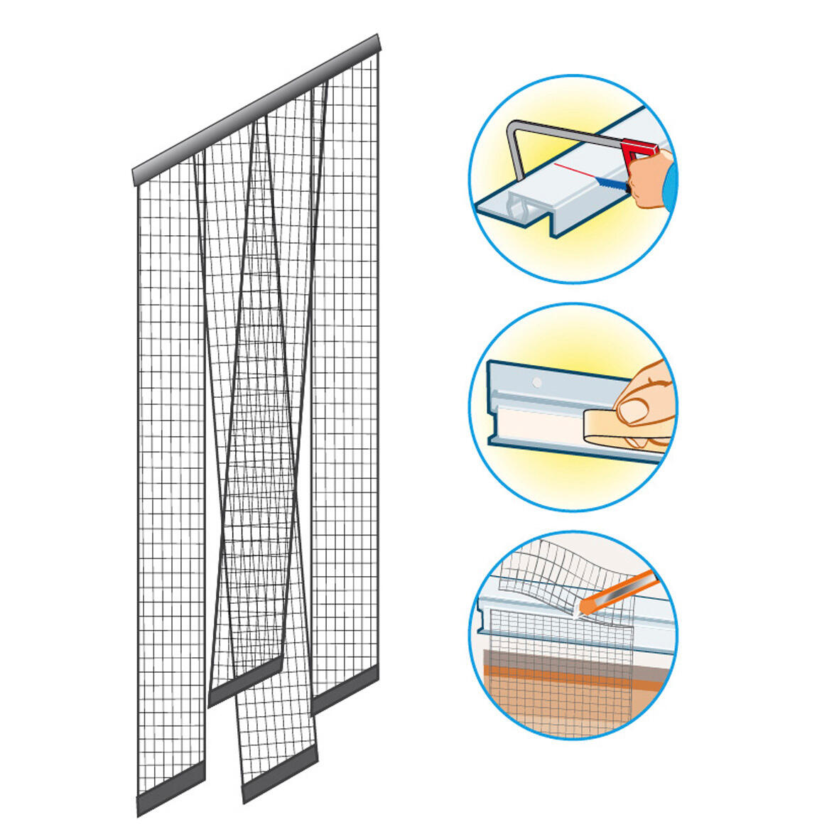 Moustiquaire H.230 x l.130 cm 4 bandes verticales/porte MOUSTIKIT CONFORT gris - 8