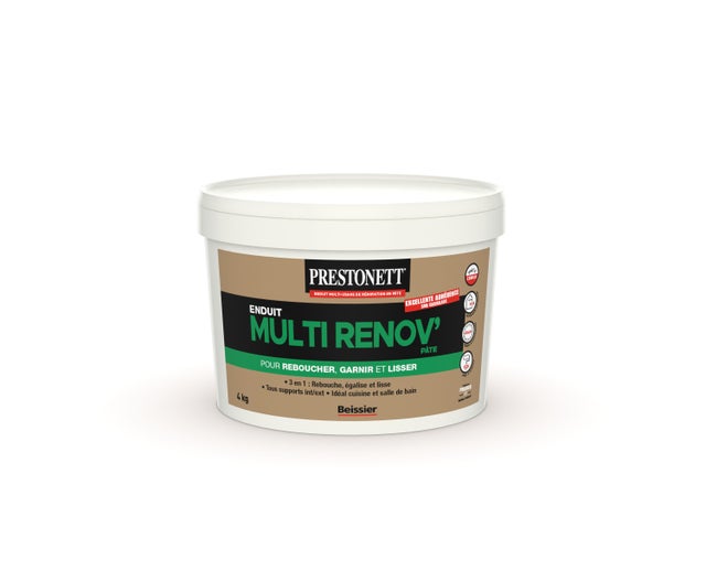 Enduit de rebouchage pâte Multi rénov' PRESTONETT blanc 4kg