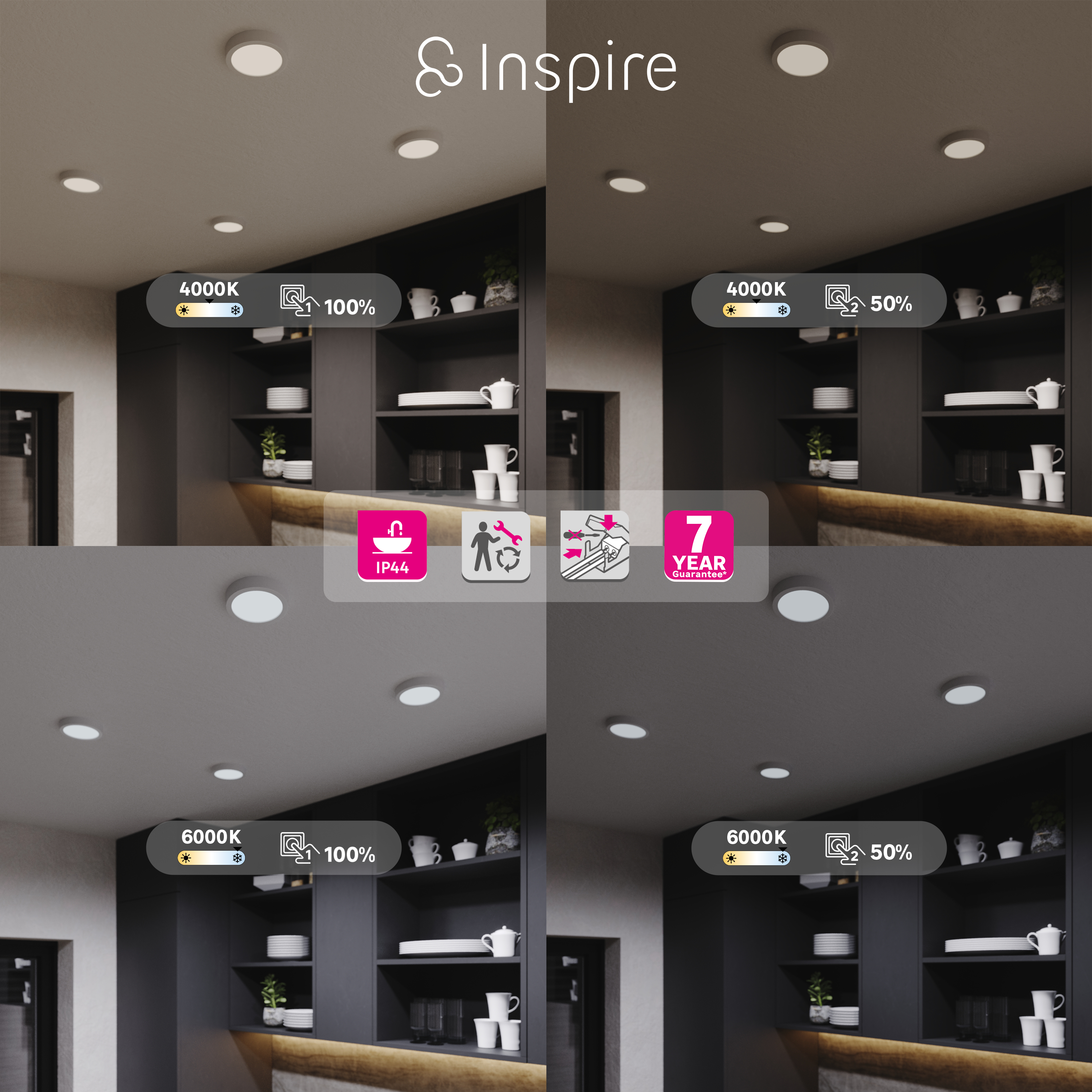 Foco de encastrar INSPIRE SANOA LED REDONDO 2500LM/6000K - 6