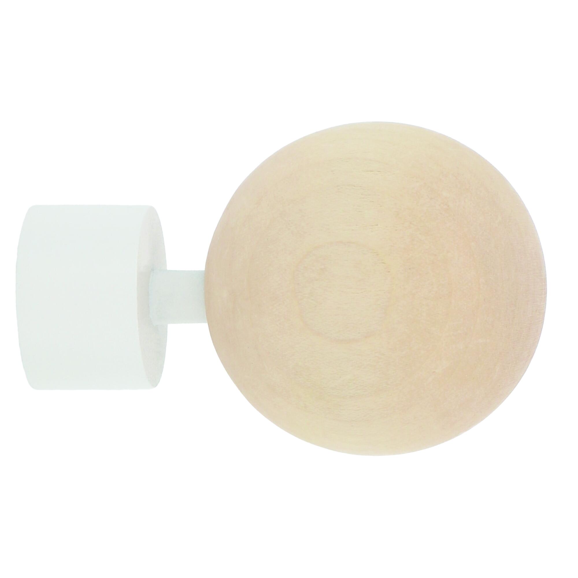 Terminal para barras de cortina esfera arce blanco mate 28 mm