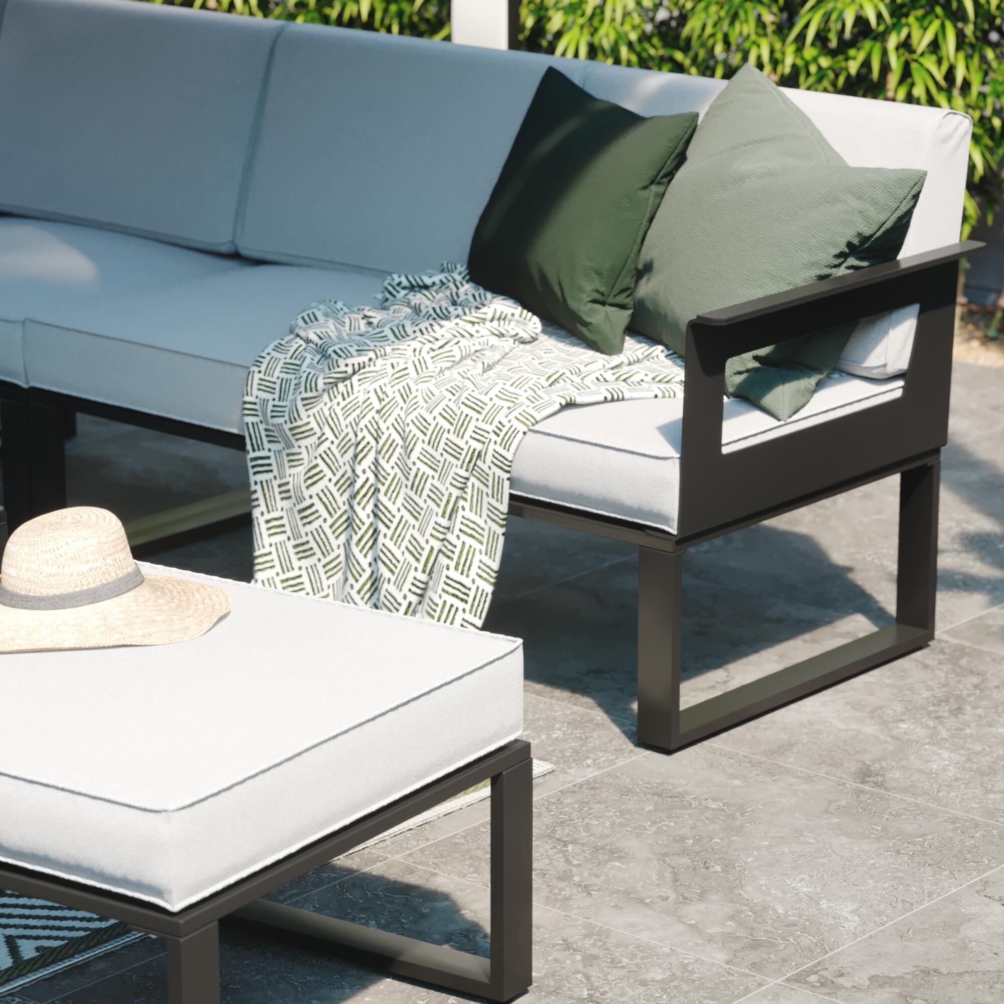 Salotto da giardino per 7 persone antracite Odyssea NATERIAL con cuscini in poliestere grigio - 4