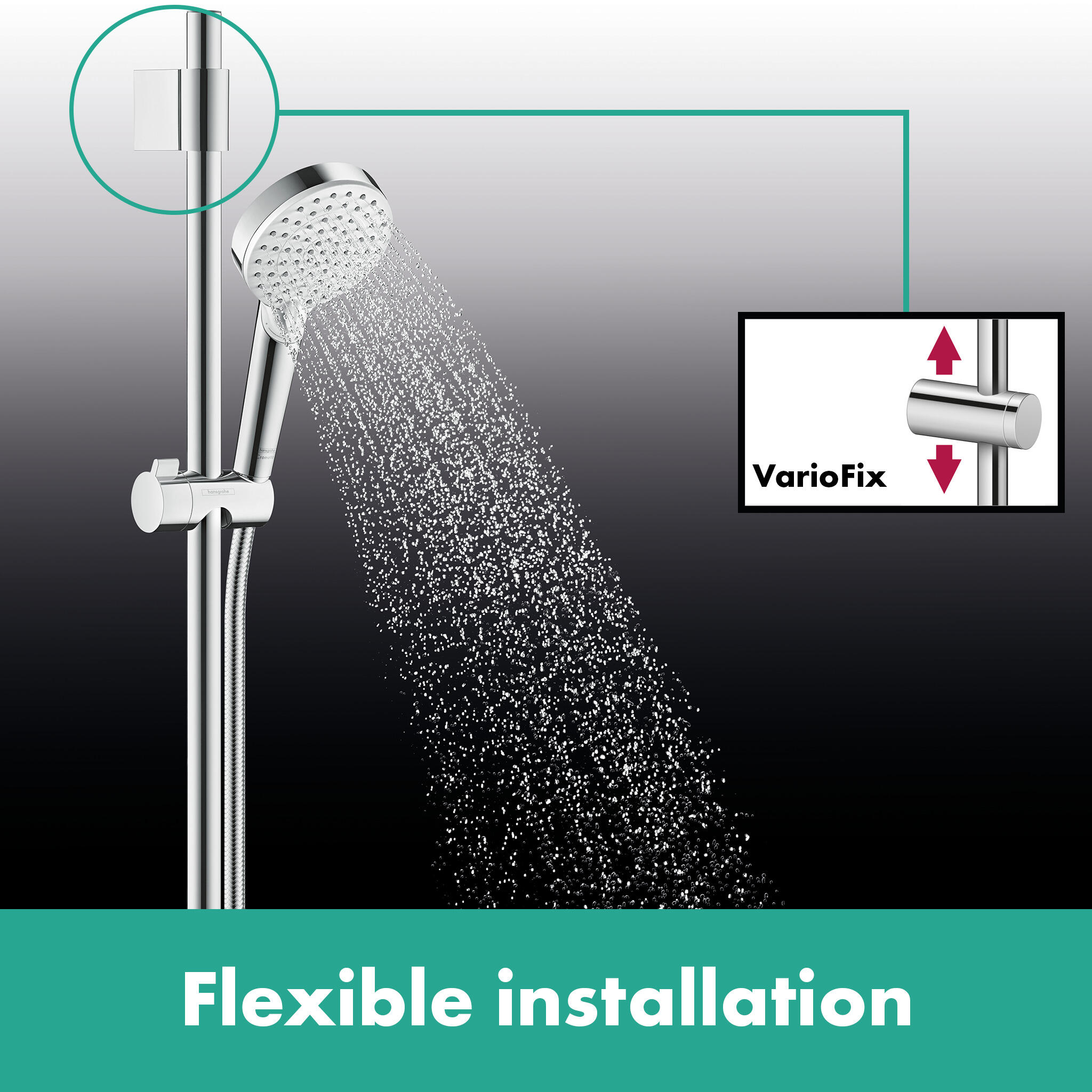 Alcachofa de ducha + flexo + barra HANSGROHE Crometta cromado con 2 funciones - 7
