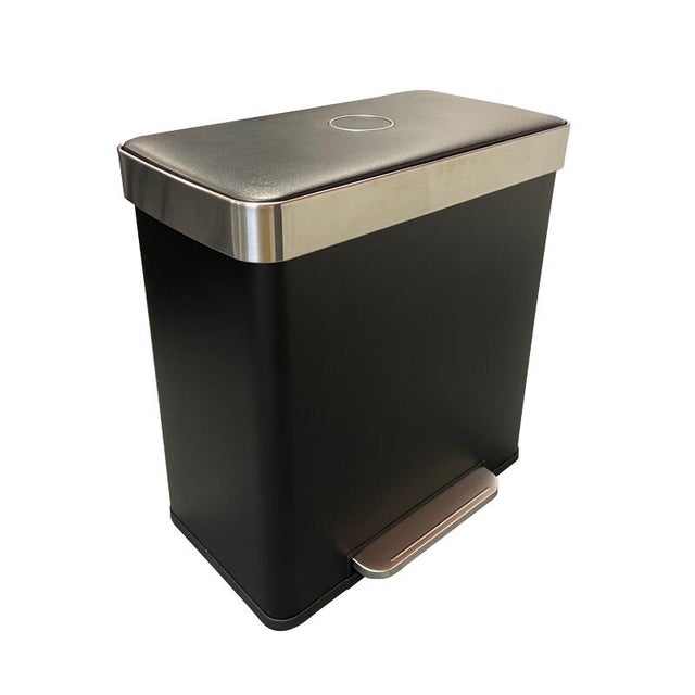 Poubelle tri sélectif 60L à pédale HAILO acier noir mat / inox