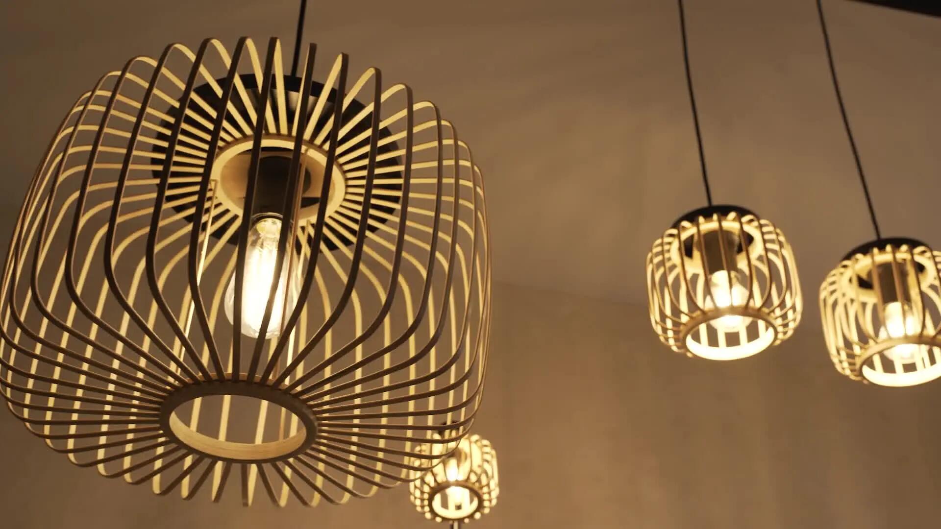 Lámpara de techo colgante de bambú beige 1 luz E27 Pecan INSPIRE 38 cm y altura regulable - 6