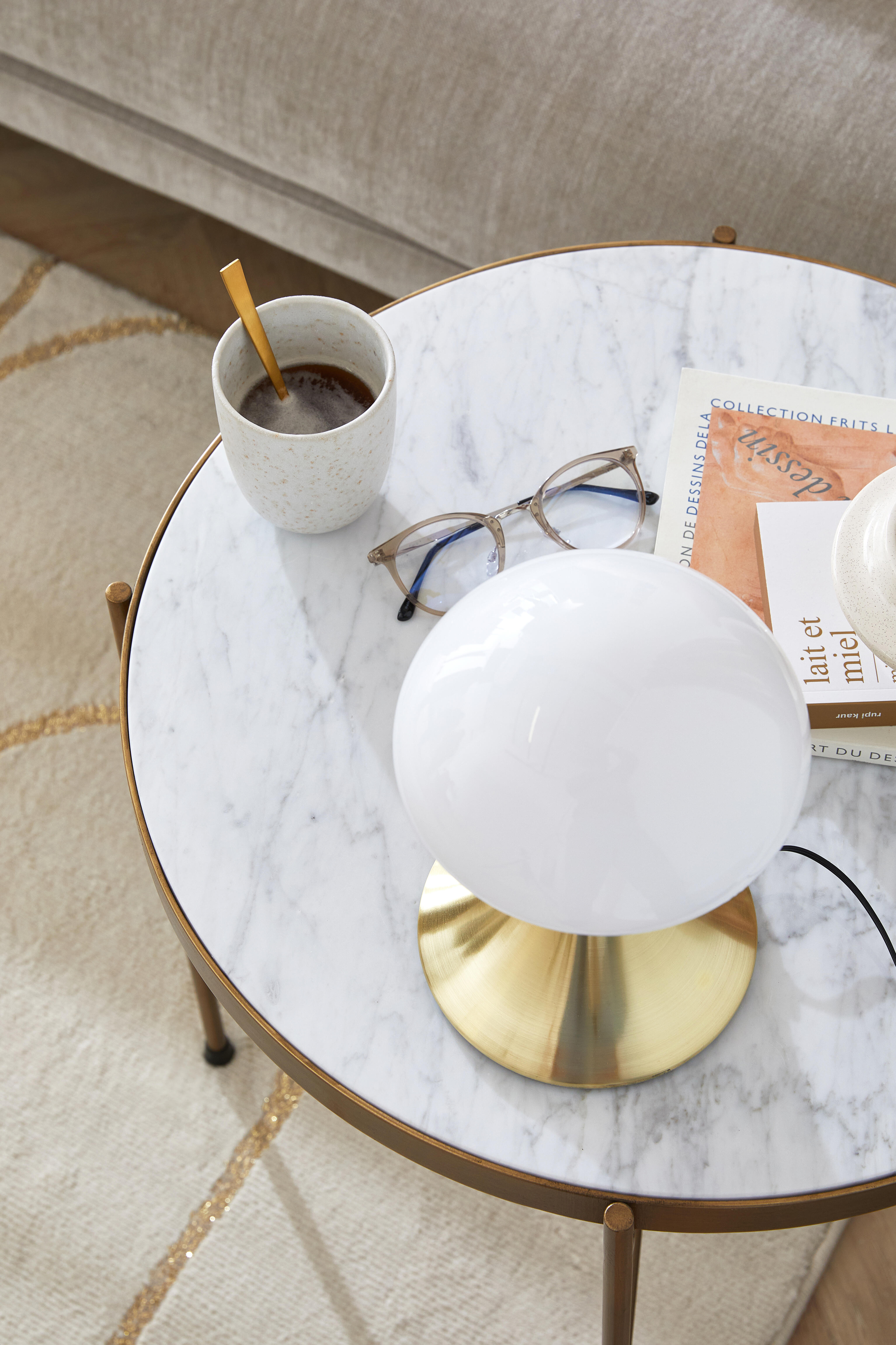 Lampe Kinoko tactile, verre, laiton, H.22 cm, INSPIRELED - 4