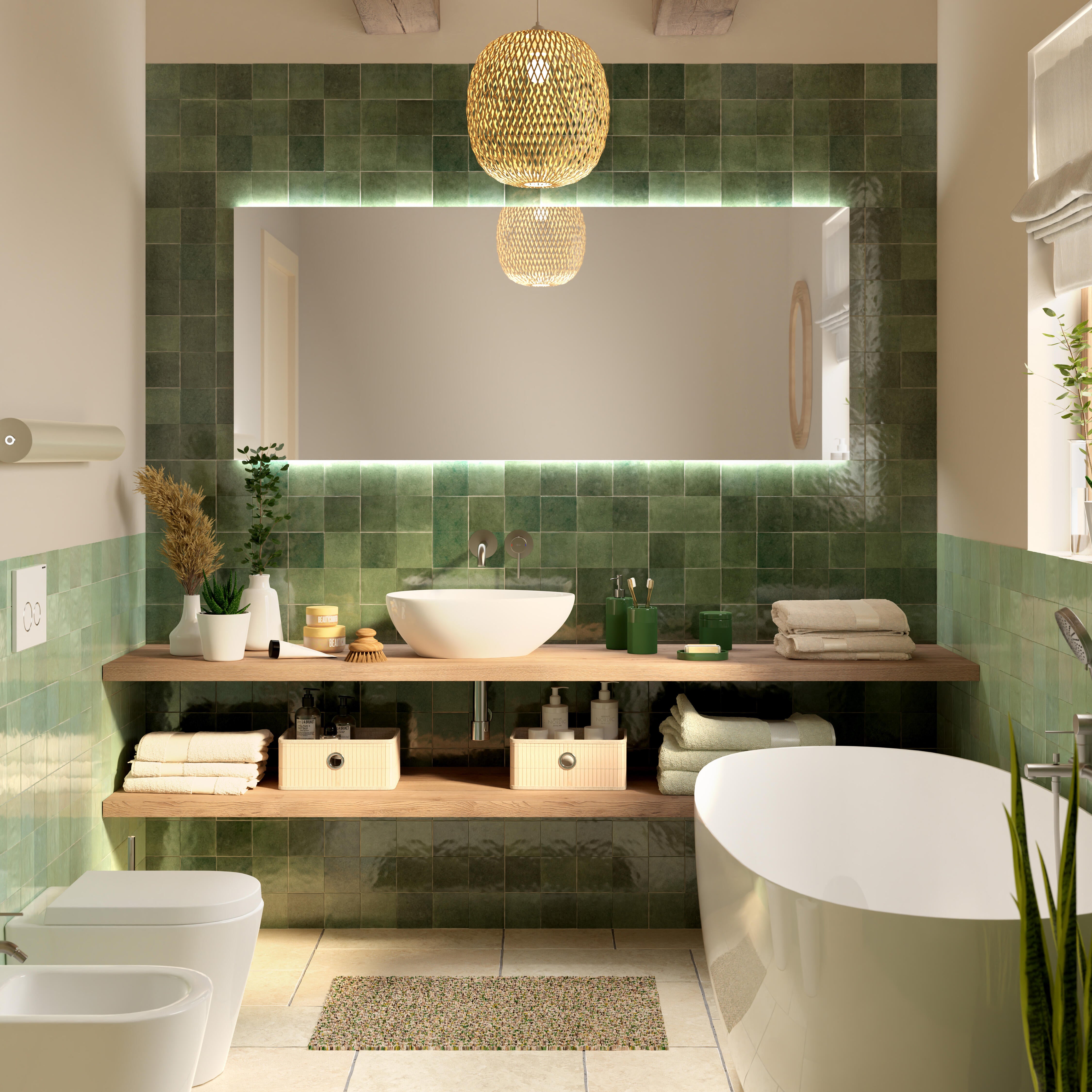 Piastrella da rivestimento interno 10 x 10 cm Sp. 10 mm Zelli Bouteille in gres porcellanato verde lucido 0.54 mq - 2