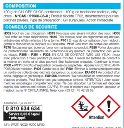 Chlore choc piscine AXTON, granulé 2 kg - 2