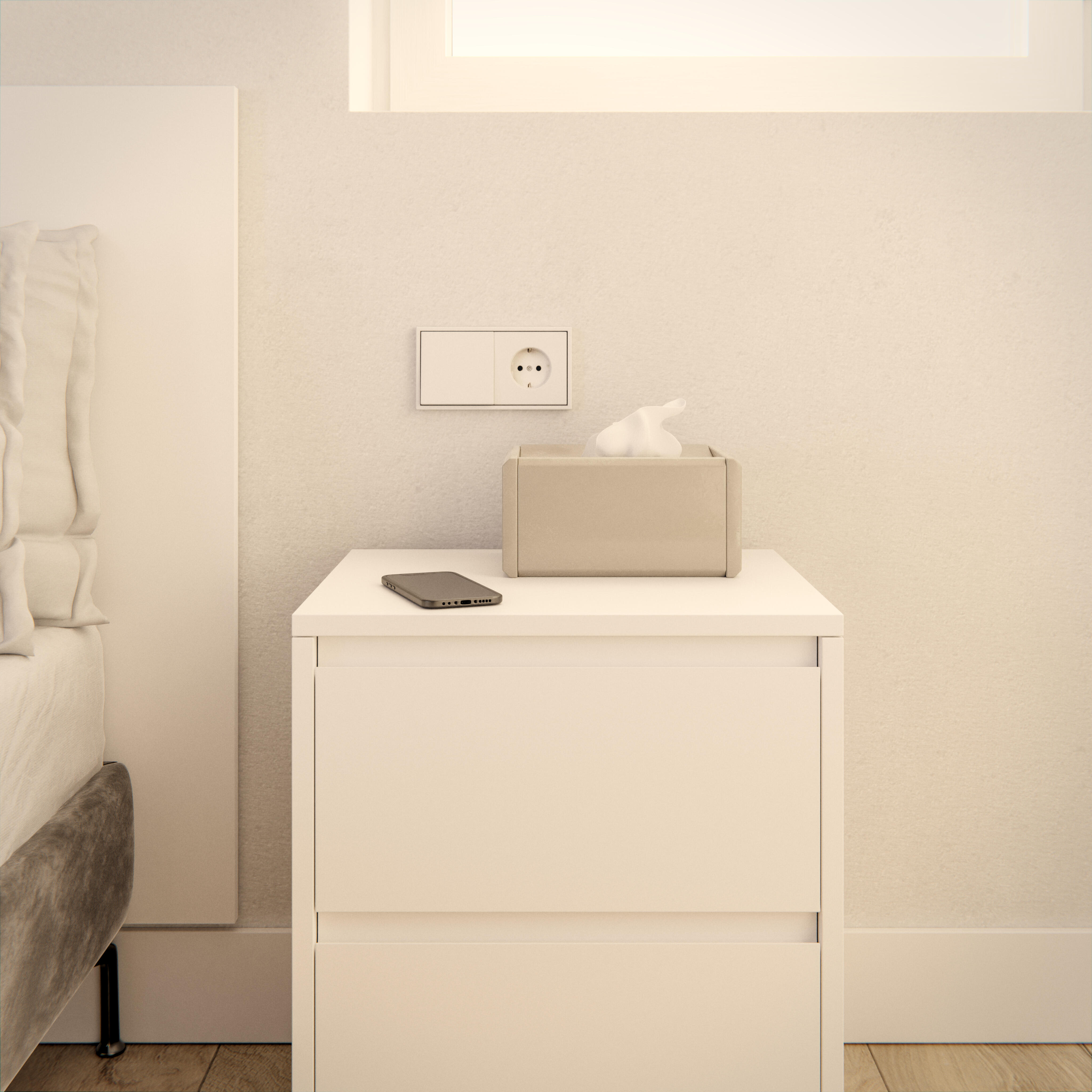 Mesa de cabeceira 2 gavetas Home branco 40x34x47,8 cm - 13