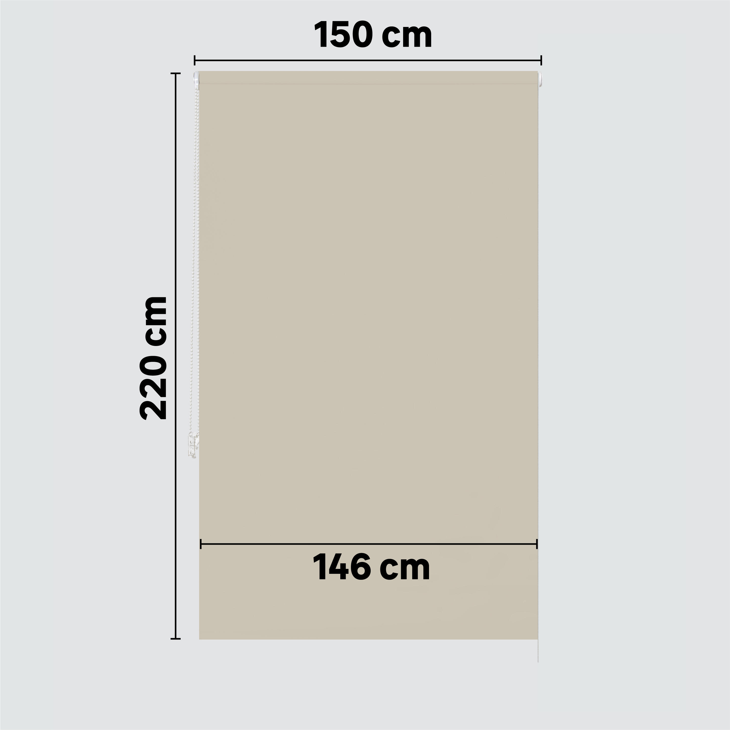 Estor enrollable opaco con cadena siroco poliéster liso beige de 150x220cm