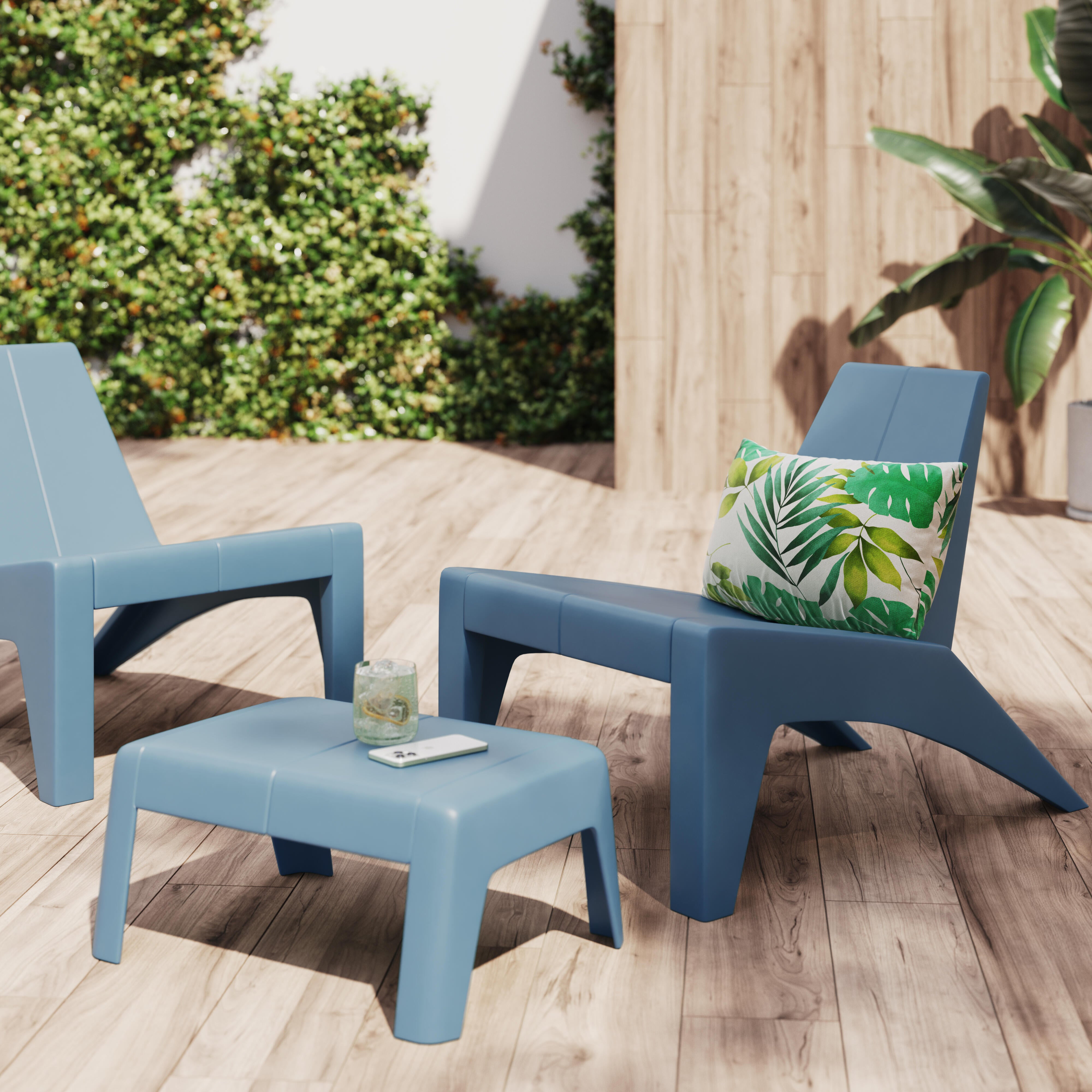 mesa auxiliar de jardin naterial halios azul