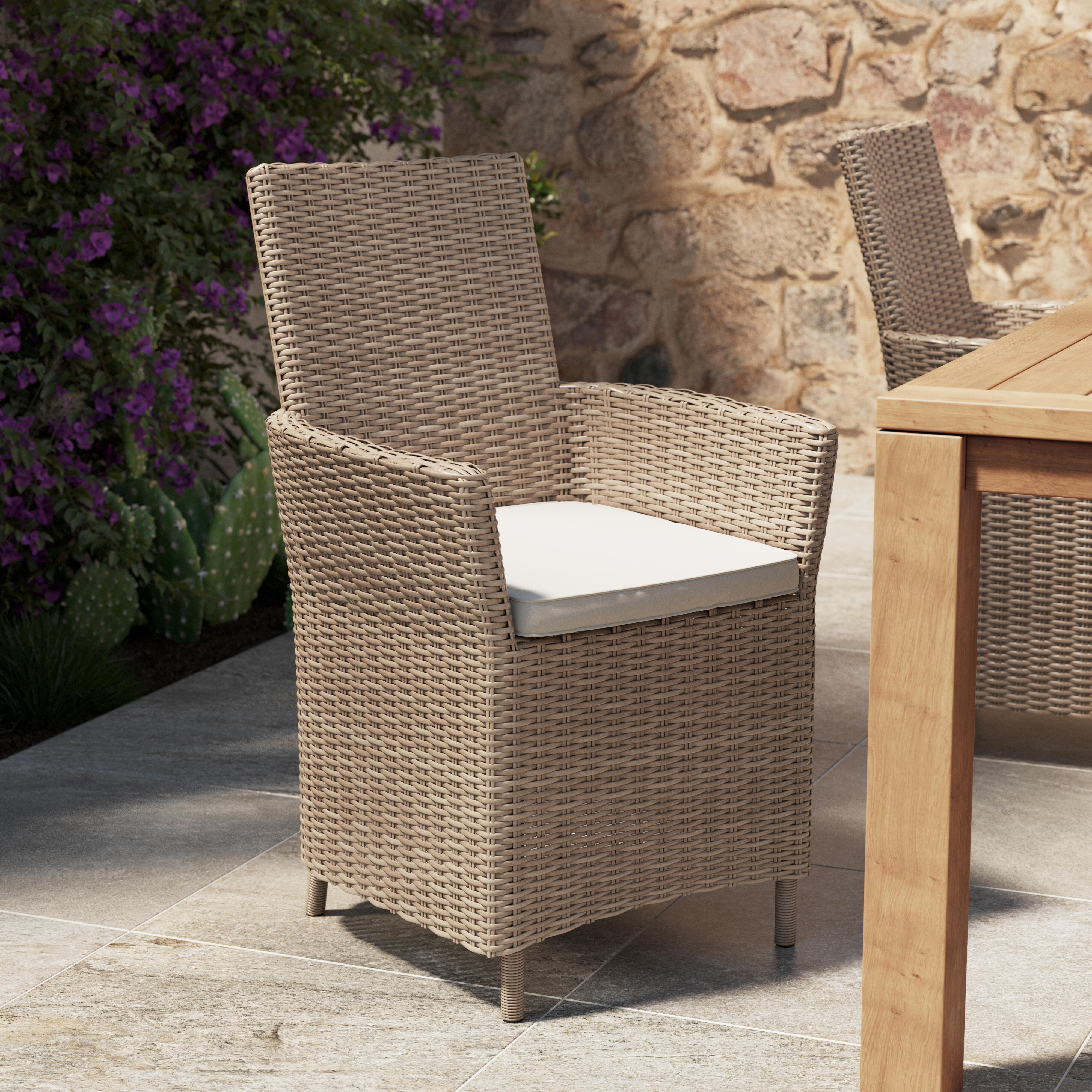 Silla de jardín Basilea de aluminio y ratán beige - 10