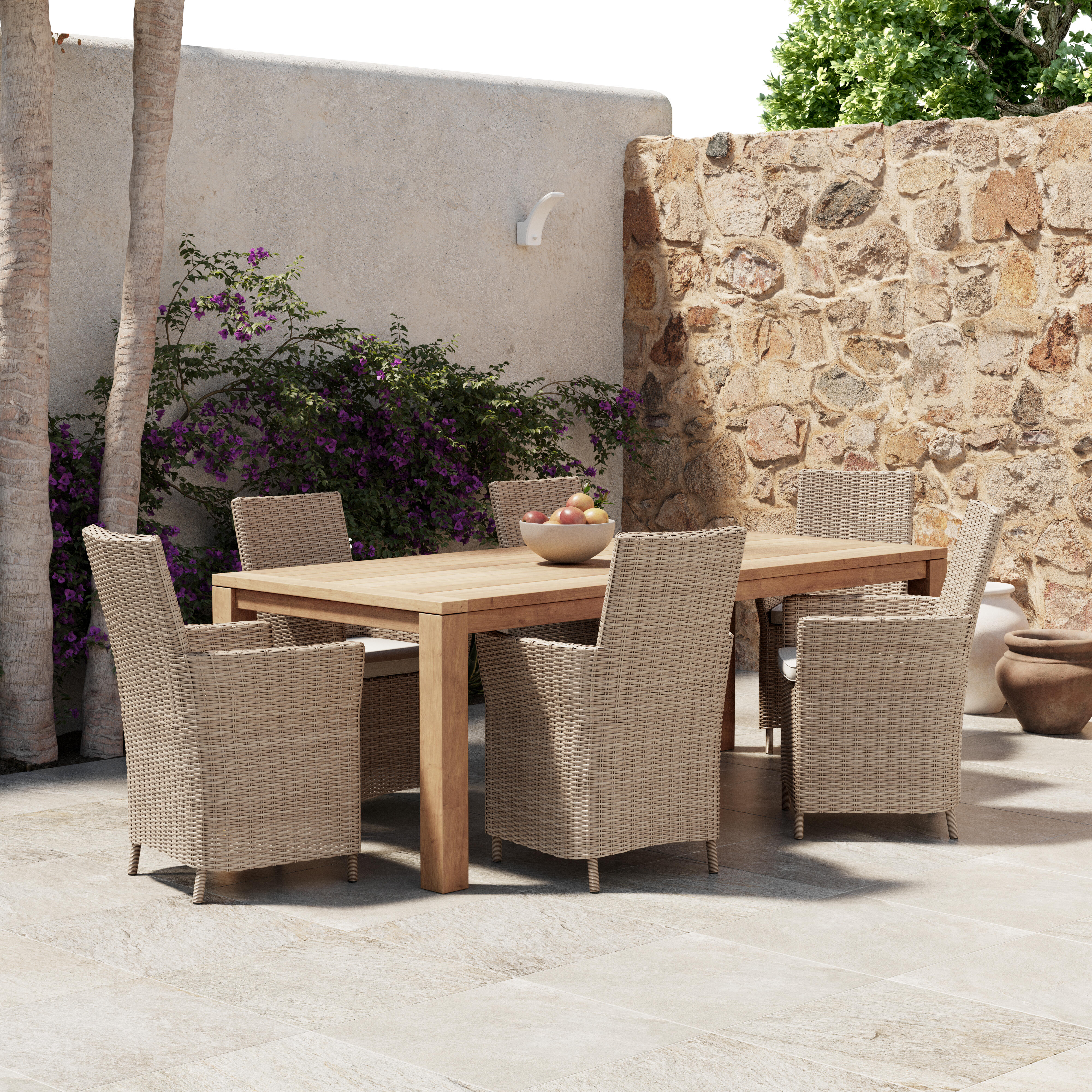 Silla de jardín Basilea de aluminio y ratán beige - 8