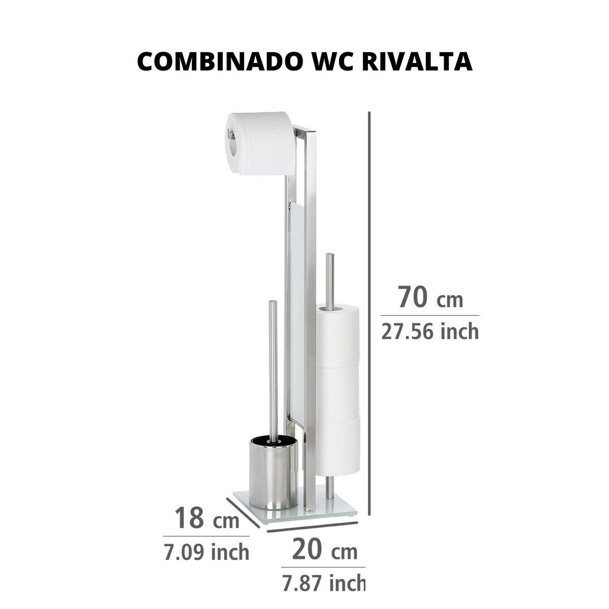 Portarrollo de papel higiénico de pie con escobillero Rivalta plata - 2