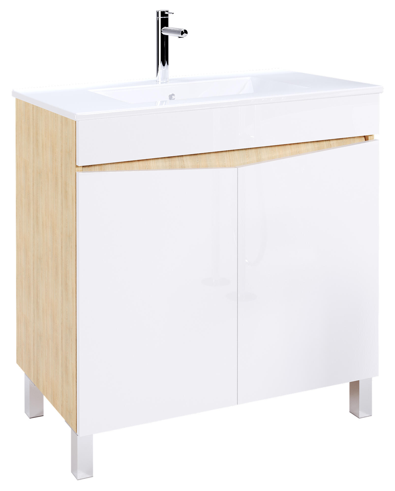 Conjunto de móvel com lavatório chão 2 portas 79x45x71cm carvalho claro Aml Key - 3