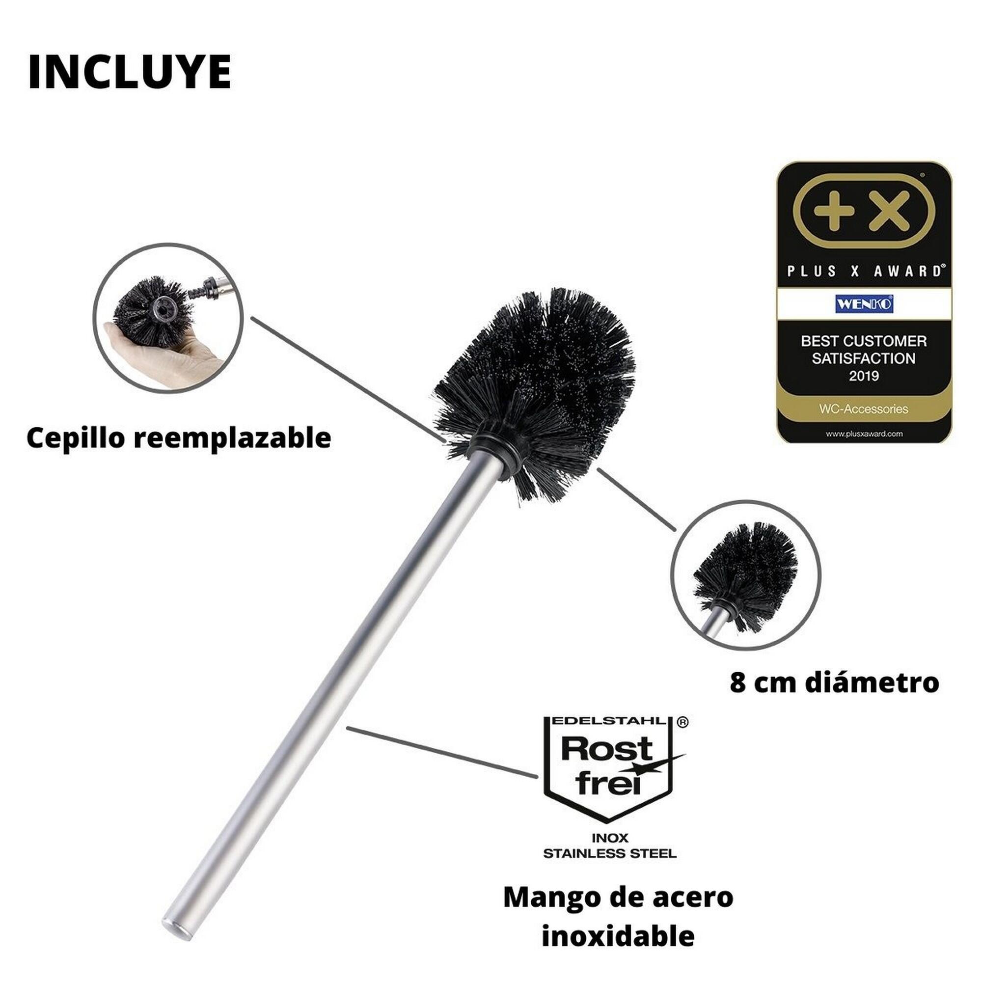 Portarrollo de papel higiénico de pie con escobillero Rivalta plata - 16