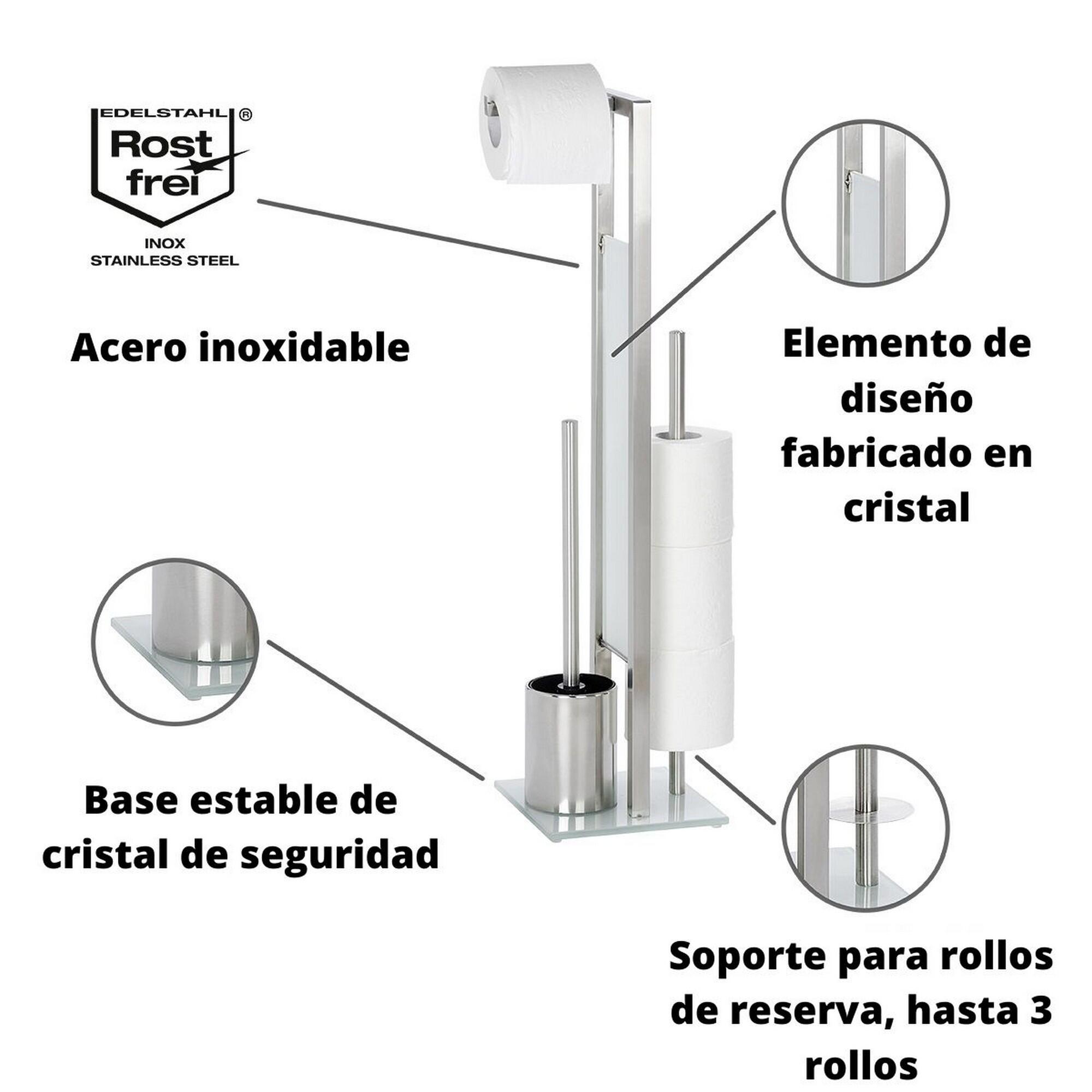 Portarrollo de papel higiénico de pie con escobillero Rivalta plata - 15
