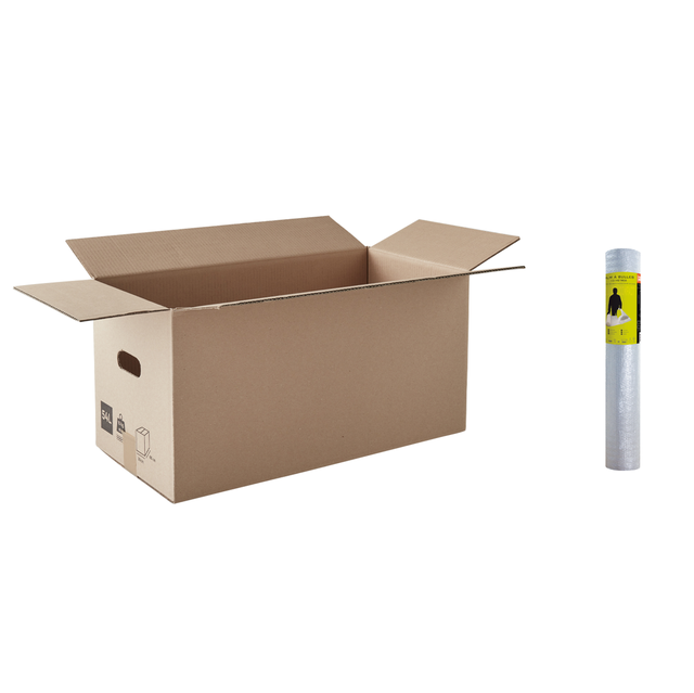 Scatola da imballaggio con rotolo pluriball 10m avana 2 onde L 60 x H 30 x P 30 cm, set di 10 pezzi