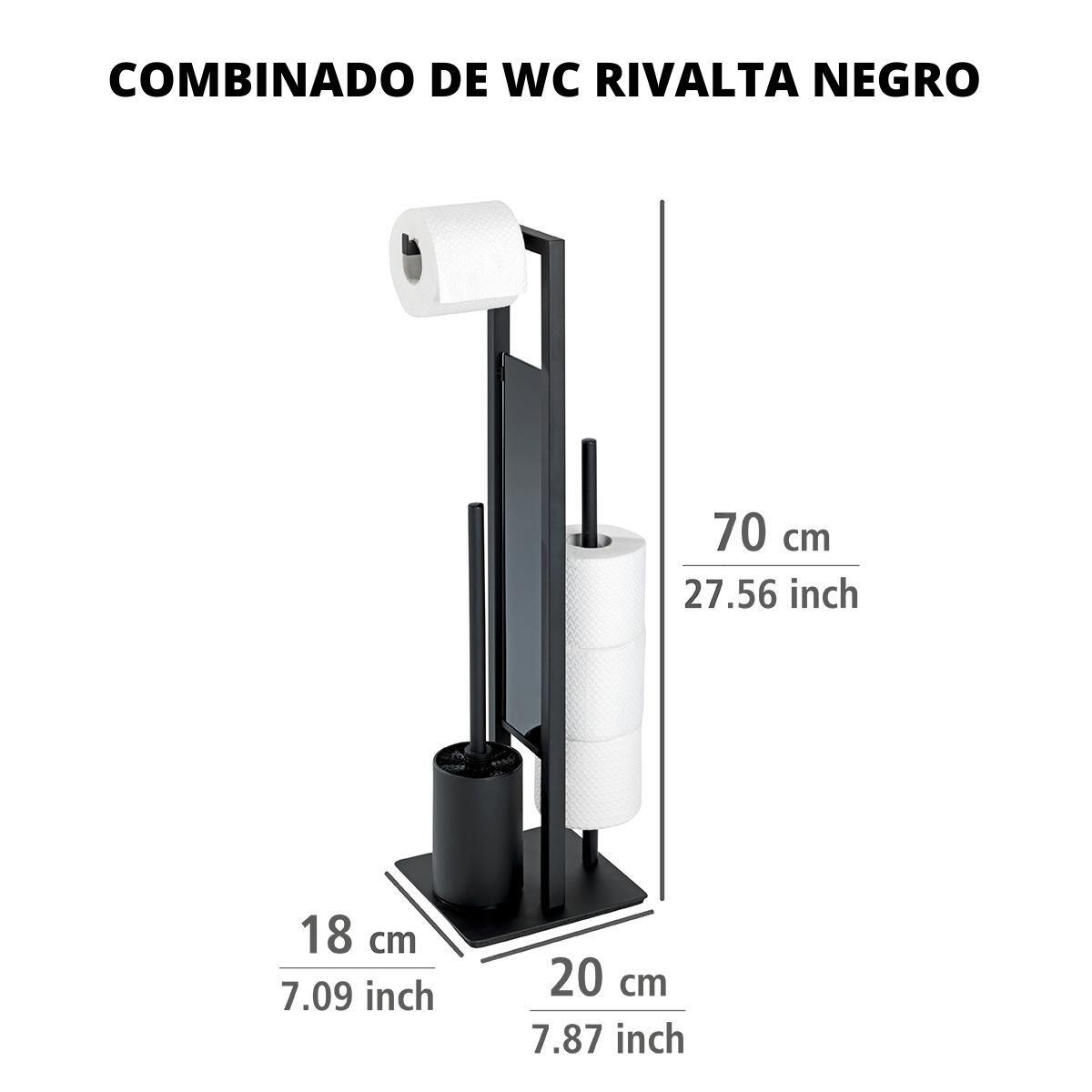 Suporte para piaçaba e porta-rolos preto envernizado Wenko Rivalta - 5