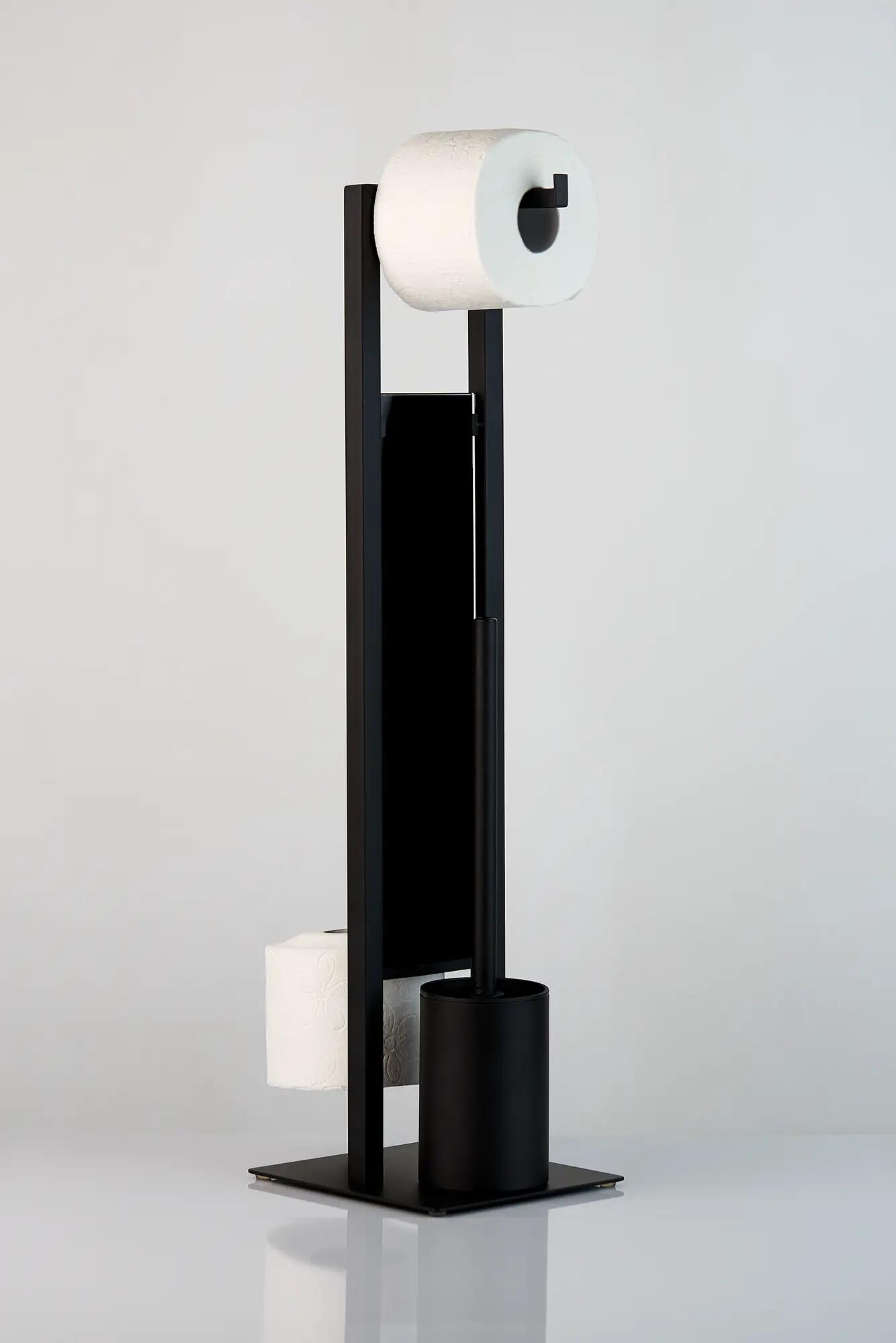 Suporte para piaçaba e porta-rolos preto envernizado Wenko Rivalta - 4