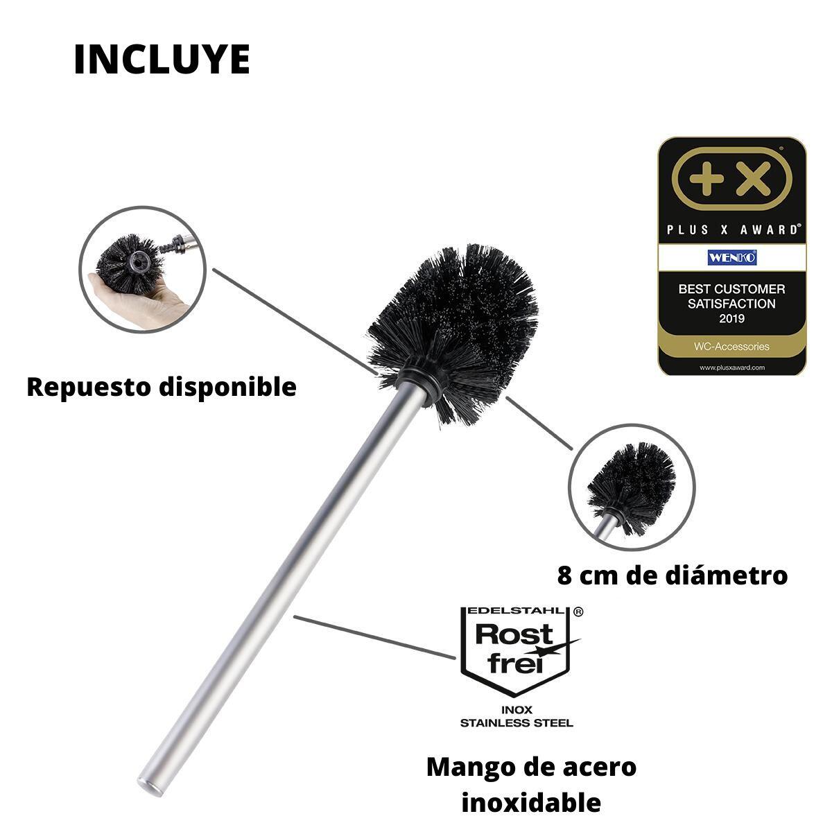 Portarrollo de papel higiénico de pie con escobillero Rivalta negro - 13