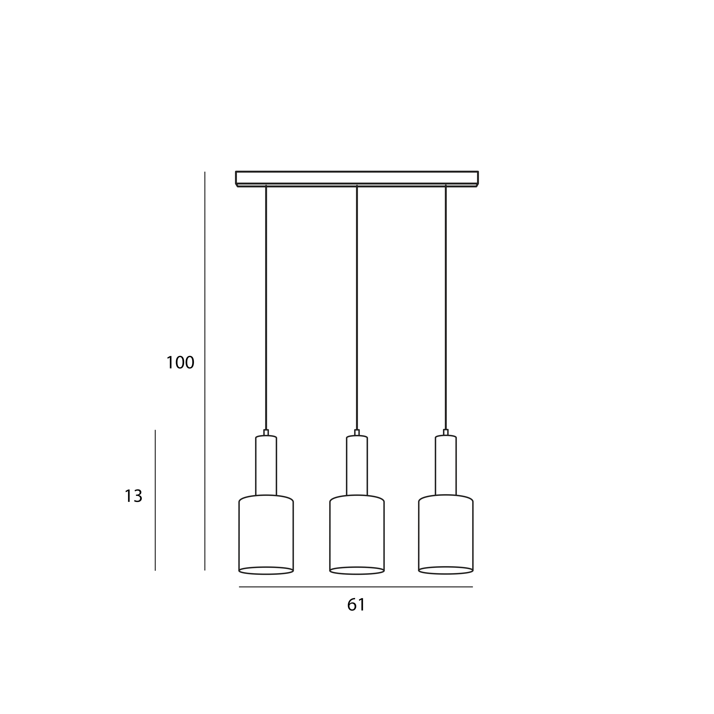 Lampa wisząca Sardo czarna 3 x E27 Italux - 3