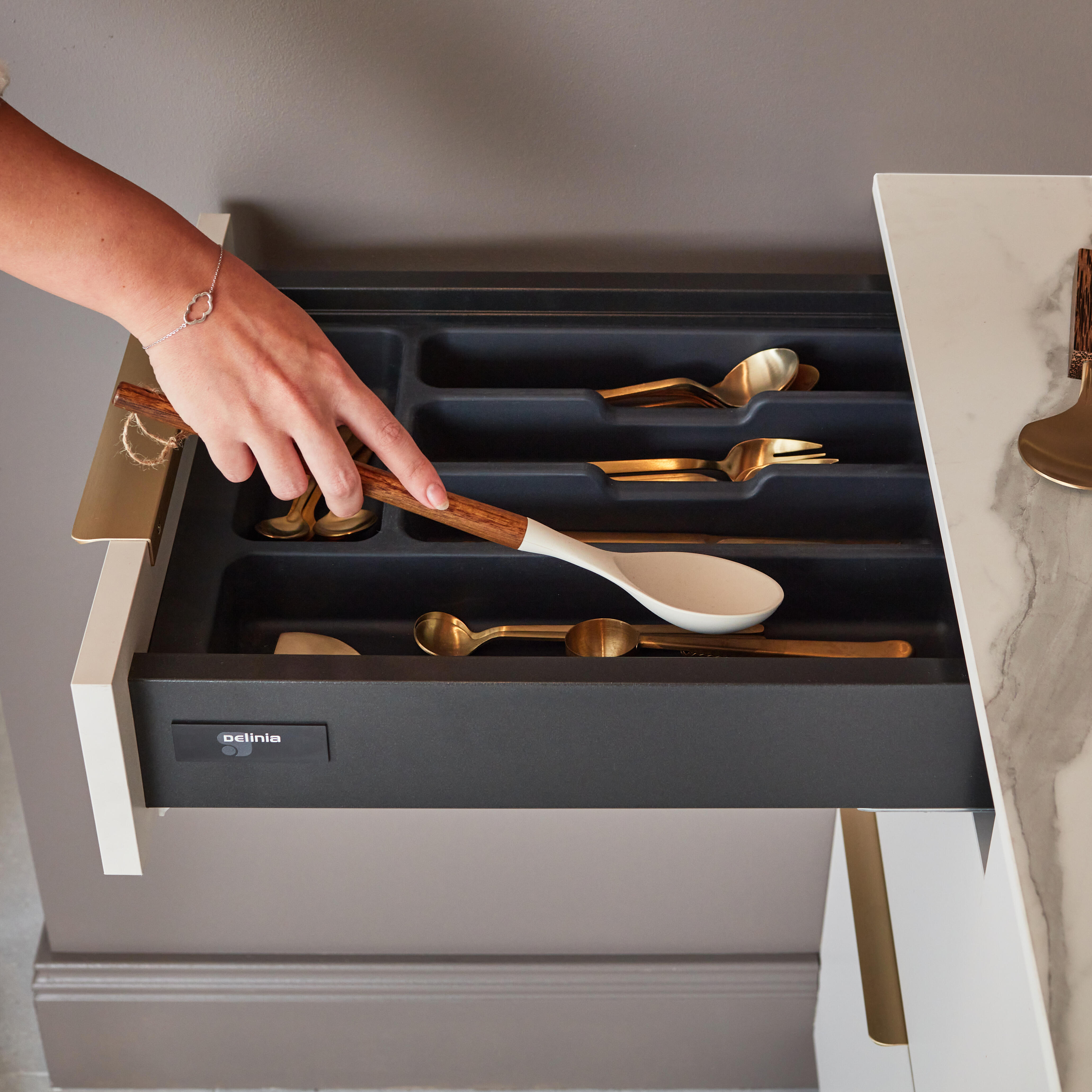 Porta-talheres Delinia para gaveta 40  cm cinza - 3