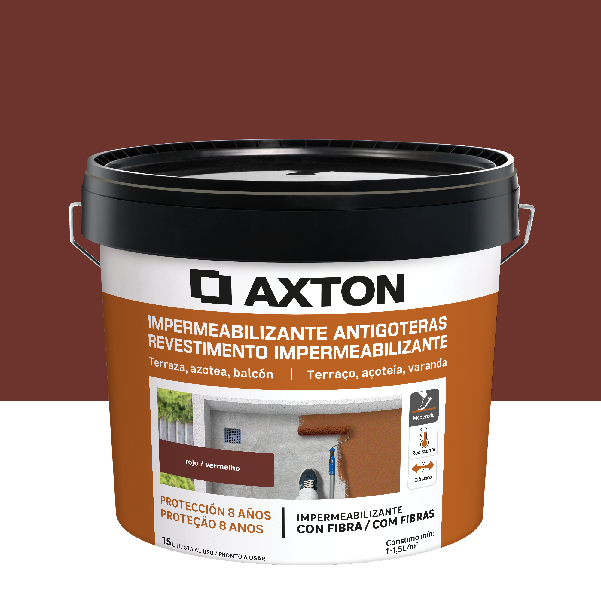 Pintura impermeabilizante cubiertas y terrazas axton 15l siena