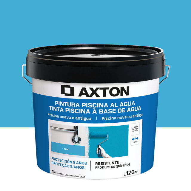 Tinta exterior para piscinas mate 15L azul 8 anos Axton