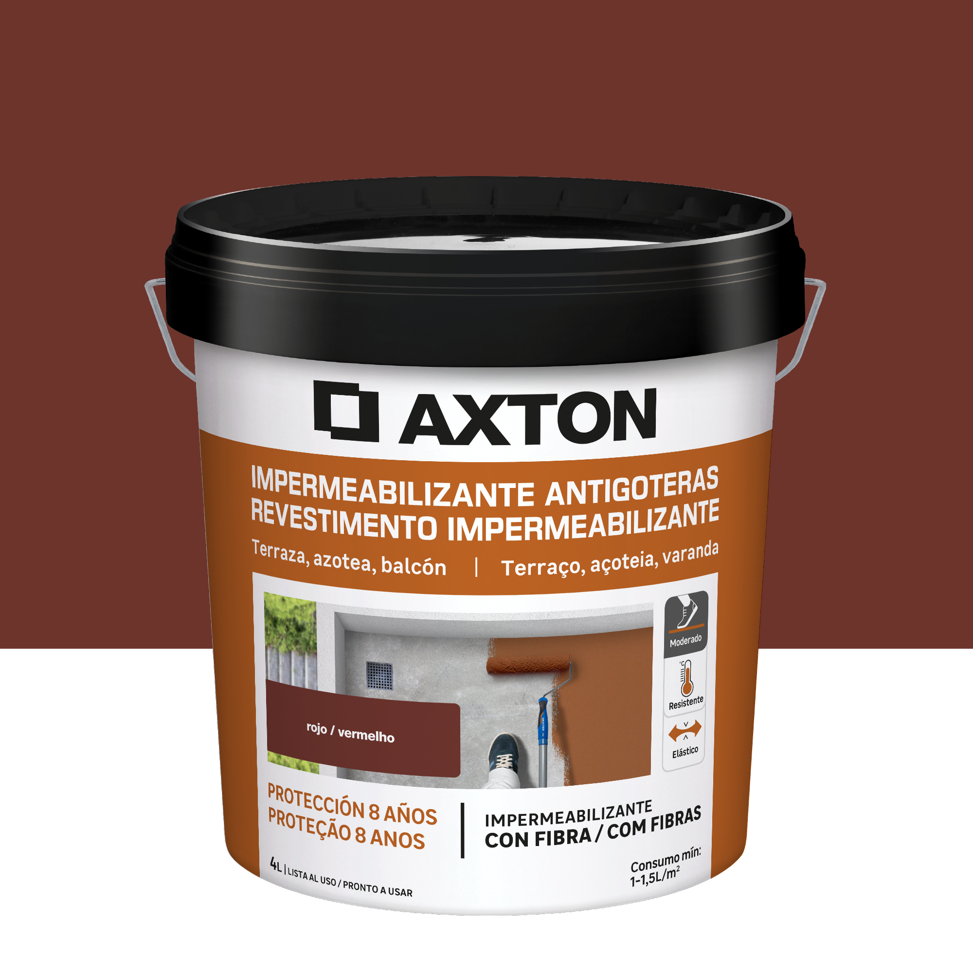 Pintura impermeabilizante cubiertas y terrazas axton 4l siena