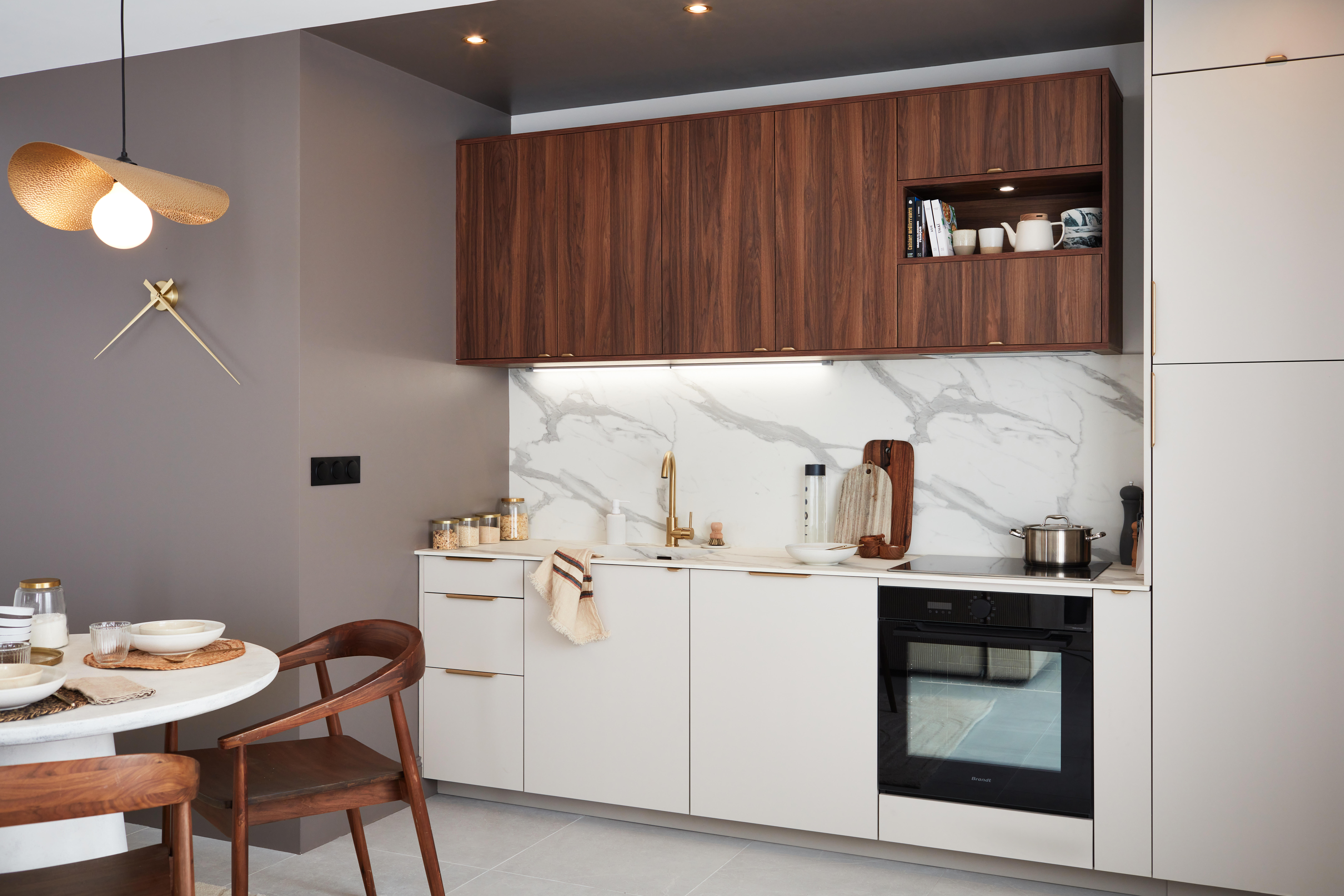 Porte de cuisine Hudson effet noyer mat H.77 x l.45 cm | Leroy Merlin