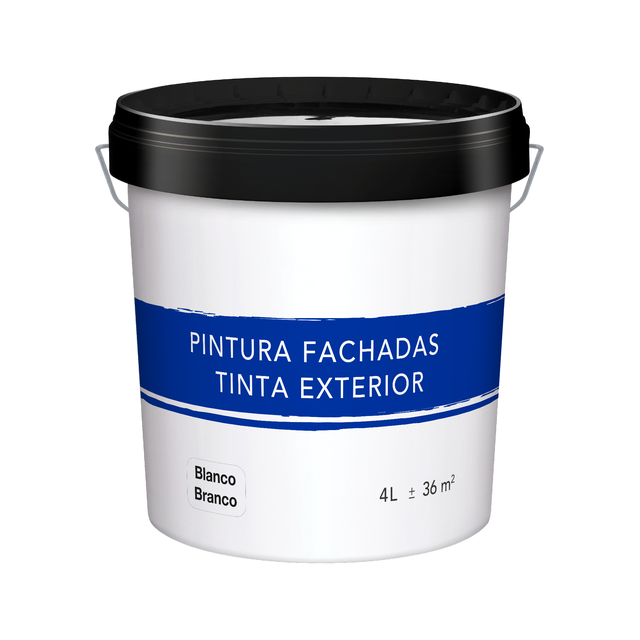 Pintura exterior color blanco para hormigón, fachada mate 4L base agua antigoteo
