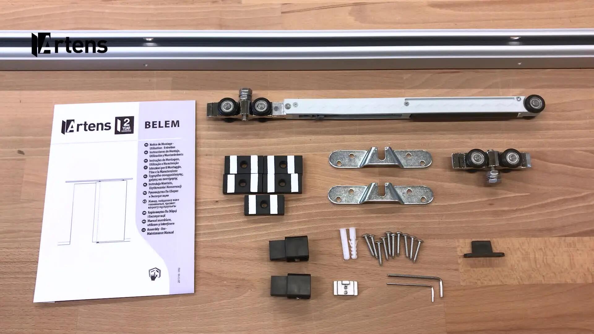 System przesuwny do drzwi przesuwnych aluminiowy z samodomykaczem Belem dł. 186 cm Artens - 2