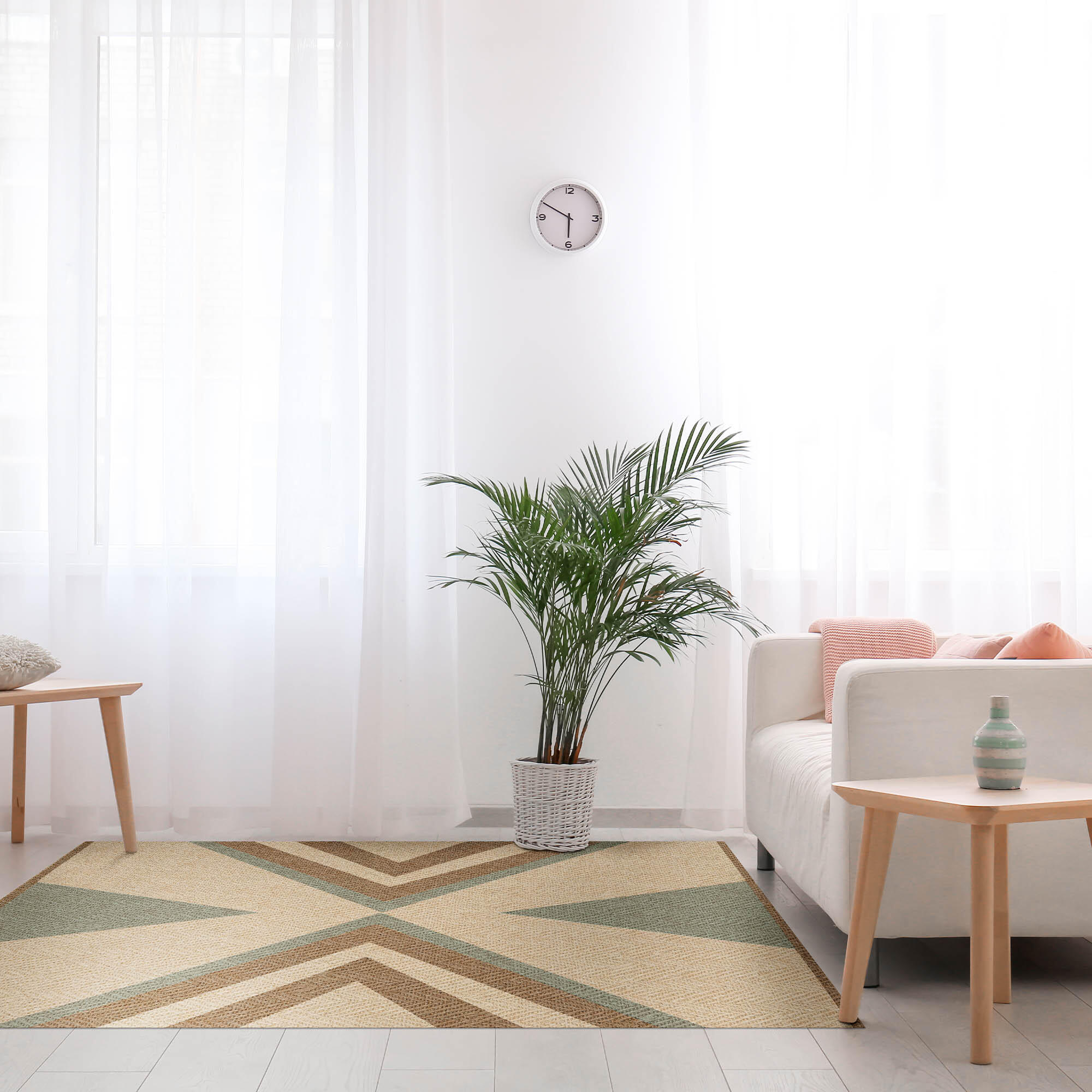 Alfombra pasillera exterior/interior pvc Benno 60x200cm tejido plano base antideslizante rombo multicolor - 2
