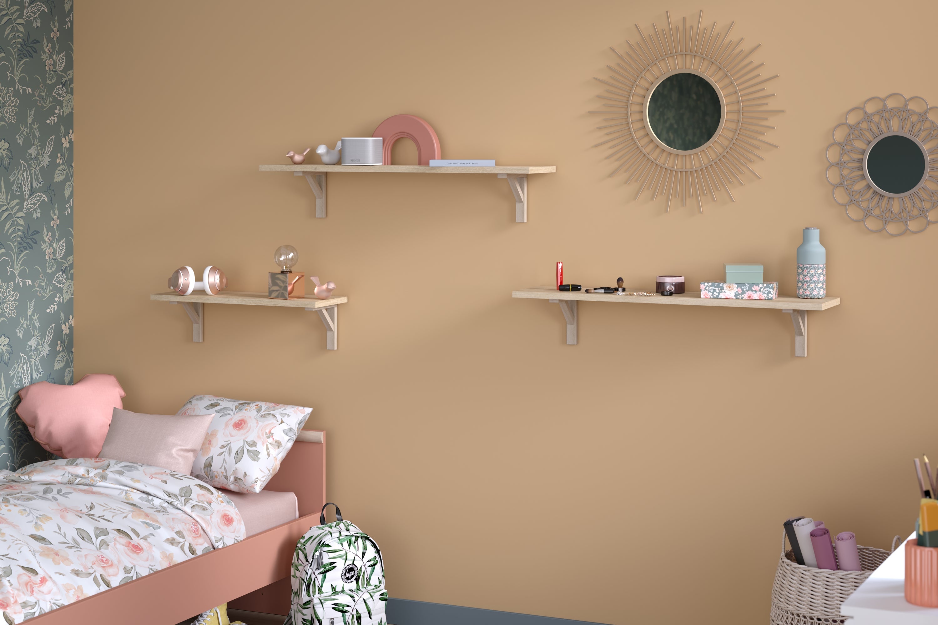 Tablette aggloméré mélaminé chêne naturel, L.250 x l.40 cm x Ep.18 mm - 8