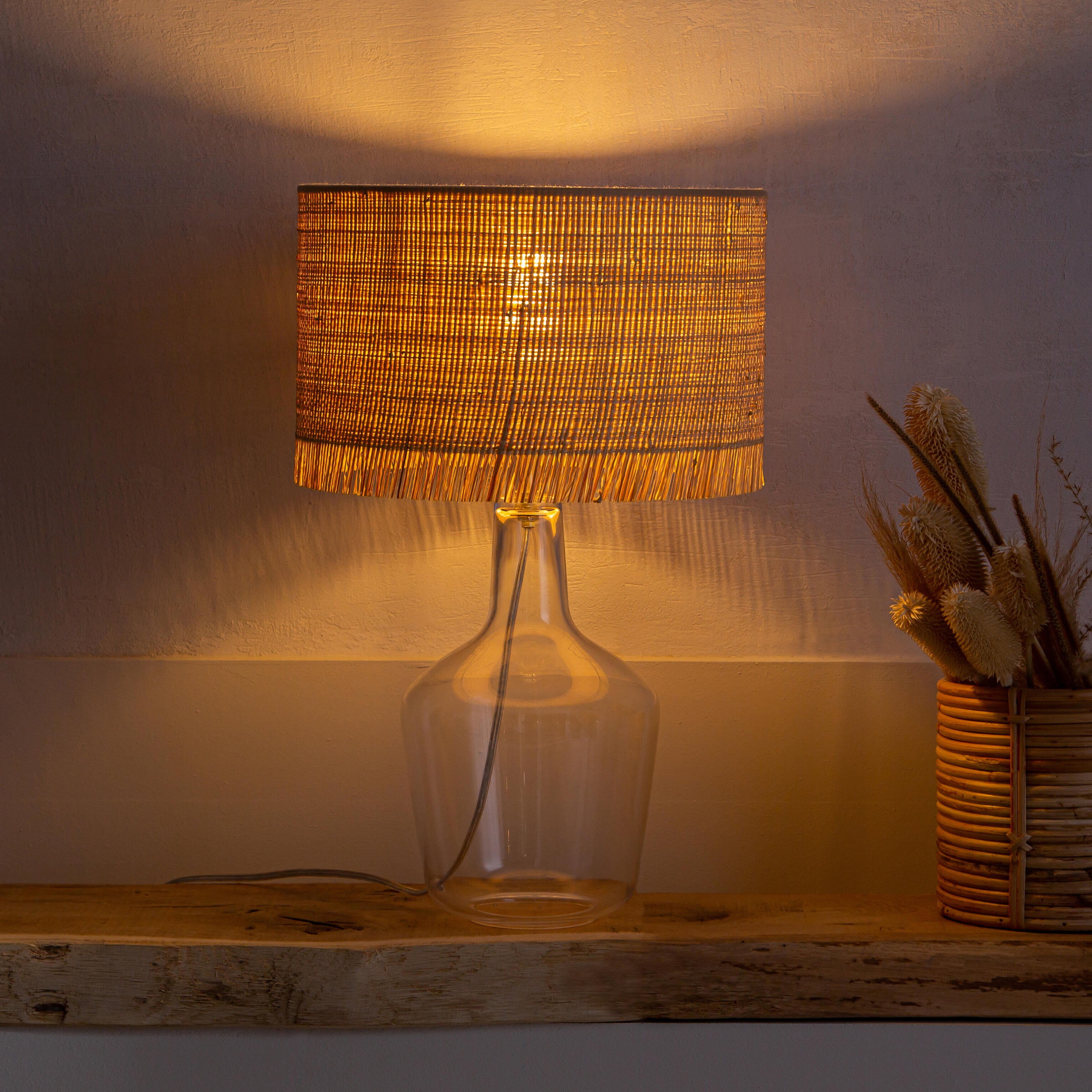 Candeeiro de mesa IBIZA E27 CRISTAL & RAFIA - 5