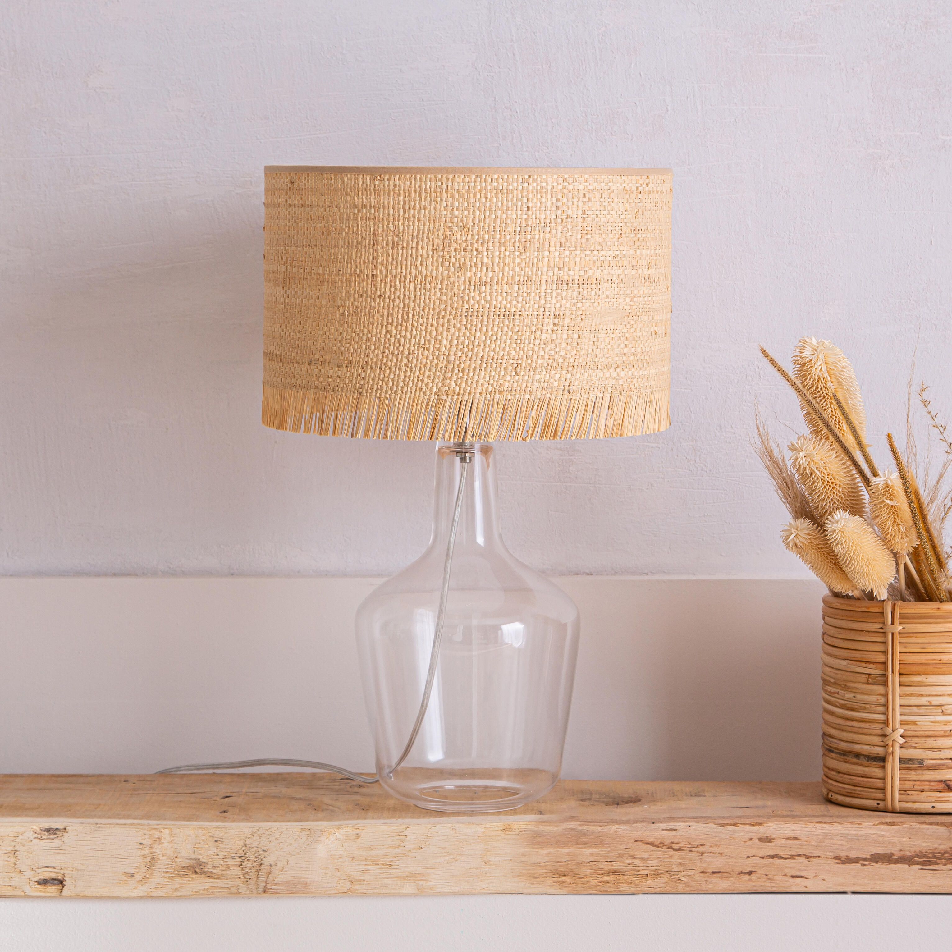 Candeeiro de mesa IBIZA E27 CRISTAL & RAFIA - 4