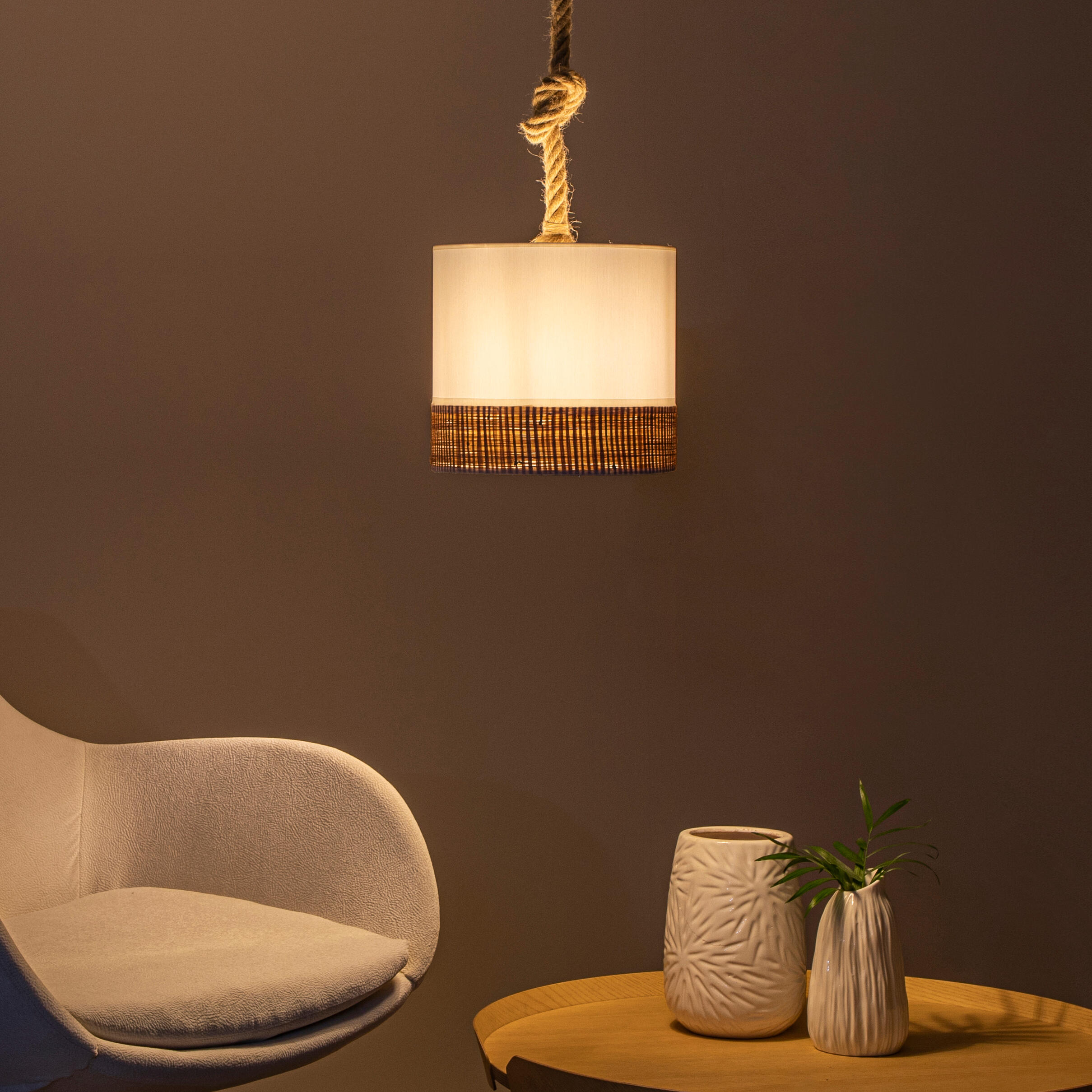 Lámpara de techo colgante de acero blanca 1 luz e27 camboya 25 cm