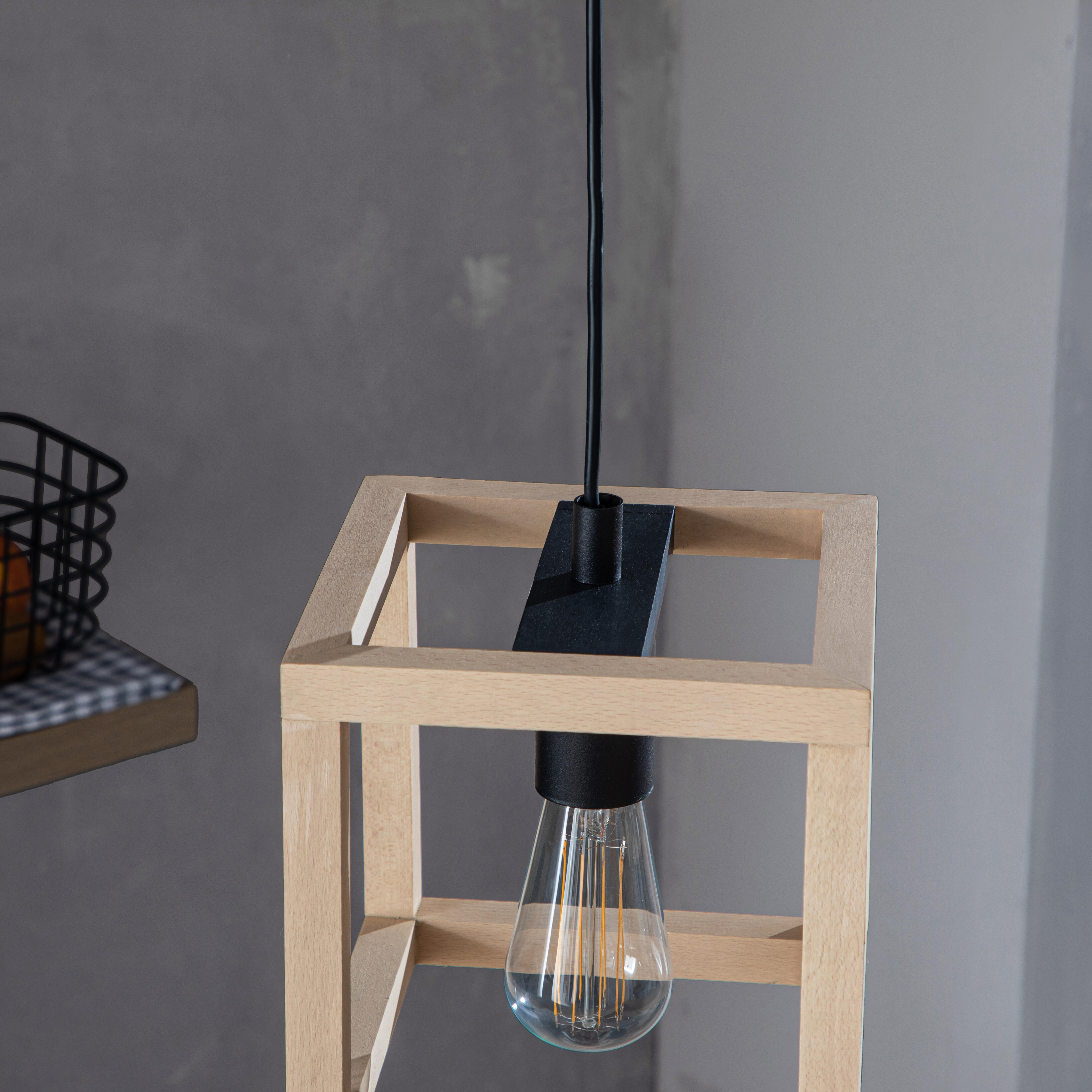 Candeeiro de teto suspenso INSPIRE ELGORT E27 3 LUZES METAL/MADEIRA PRETO - 24